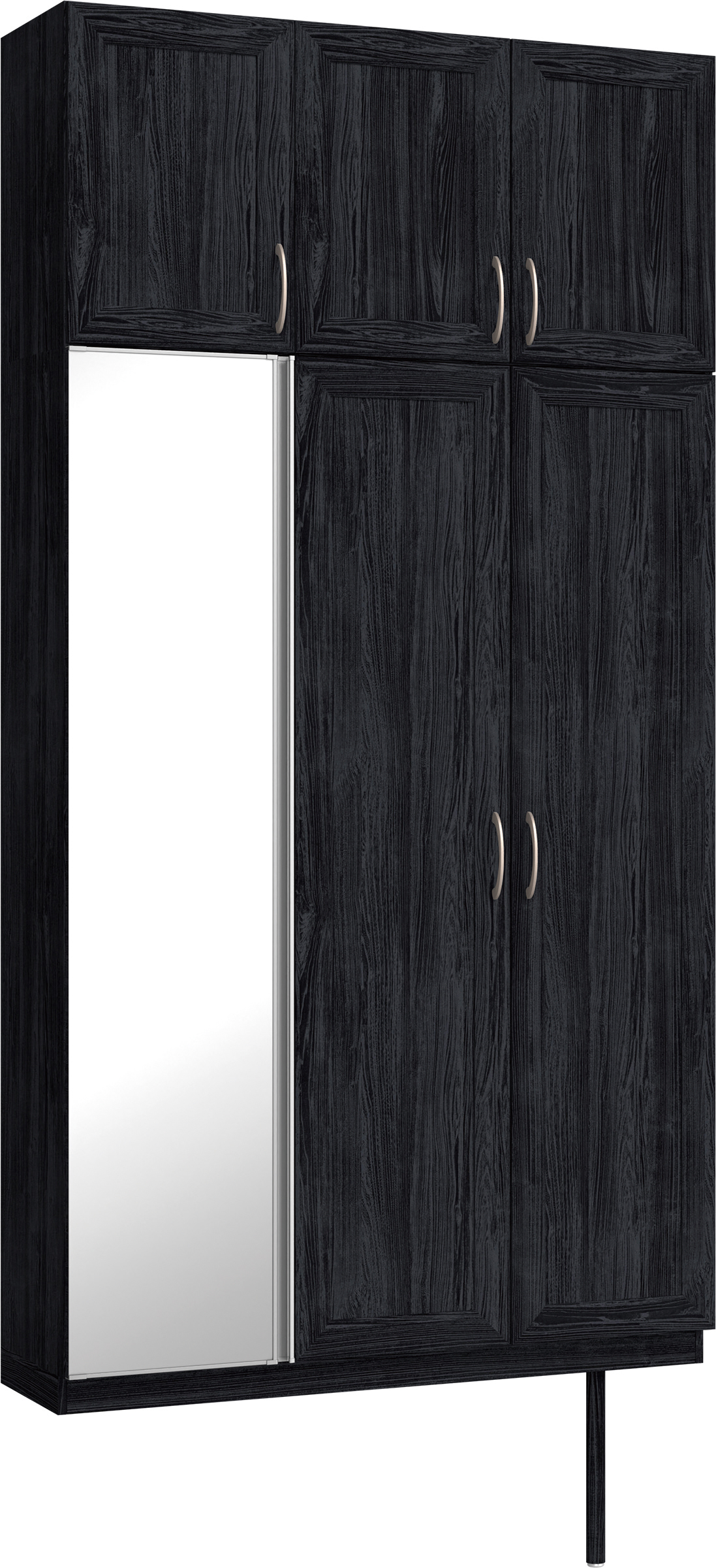 玄関収納　イエリア　開き戸ユニット　カマチ　Ｓ３５　トールＰＬＡＮ　シューズ収納　ミラー扉　１２００幅　〈モスブラック柄〉　ハンドルラウンド型〈Ｔシルバー色〉