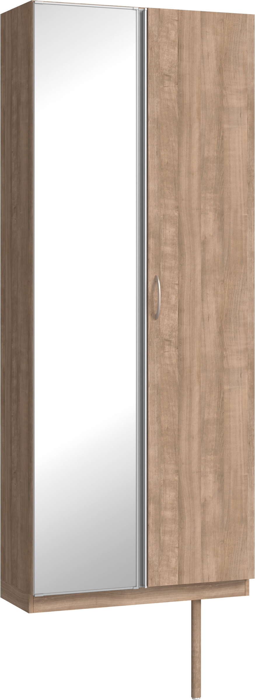 玄関収納　イエリア　開き戸ユニット　フラット縦木目　Ｓ２２　トールＰＬＡＮ　シューズ収納　ミラー扉　８００幅　〈トープグレー柄〉　ハンドルラウンド型〈Ｔシルバー色〉