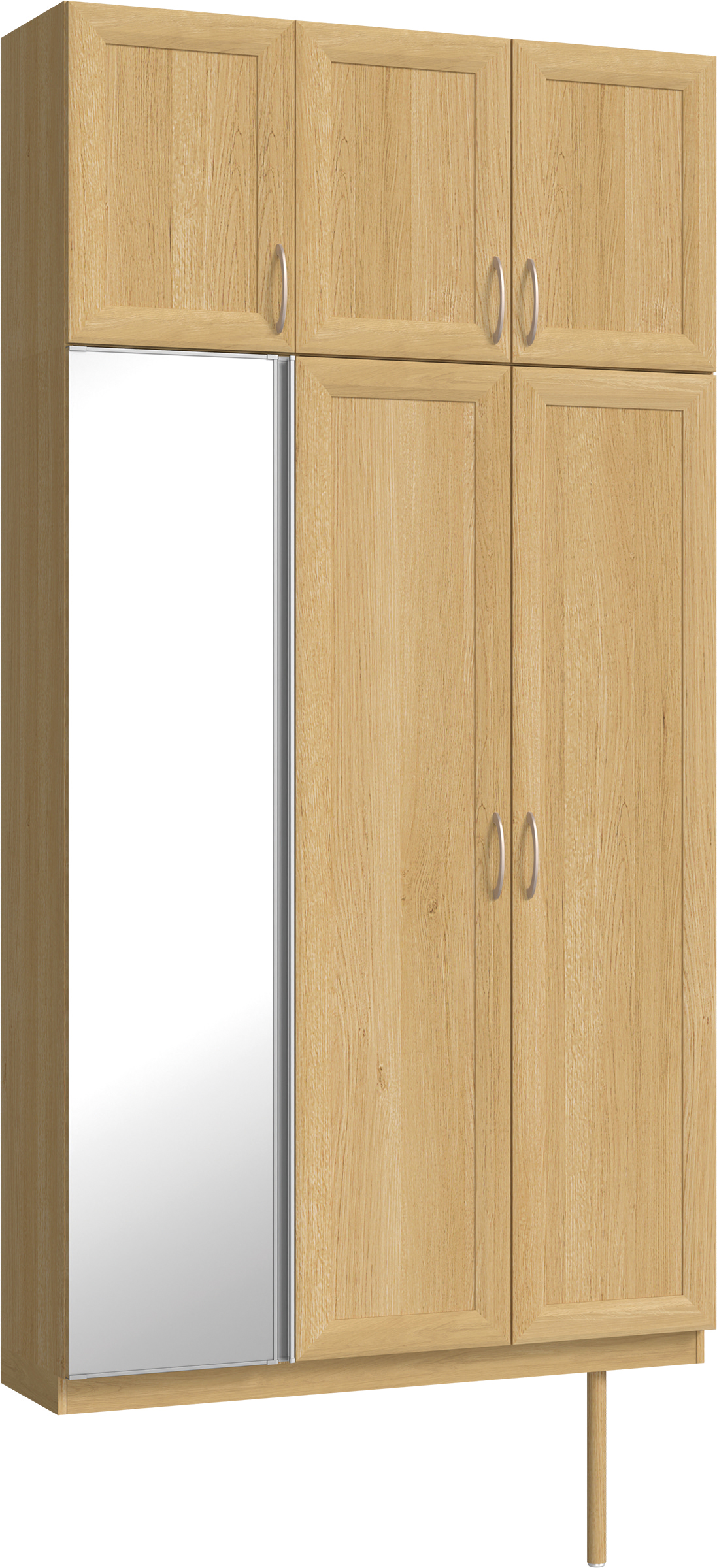 玄関収納　イエリア　開き戸ユニット　カマチ　Ｓ３５　トールＰＬＡＮ　シューズ収納　ミラー扉　１２００幅　〈ライトオーカー柄〉　ハンドルラウンド型〈Ｔシルバー色〉