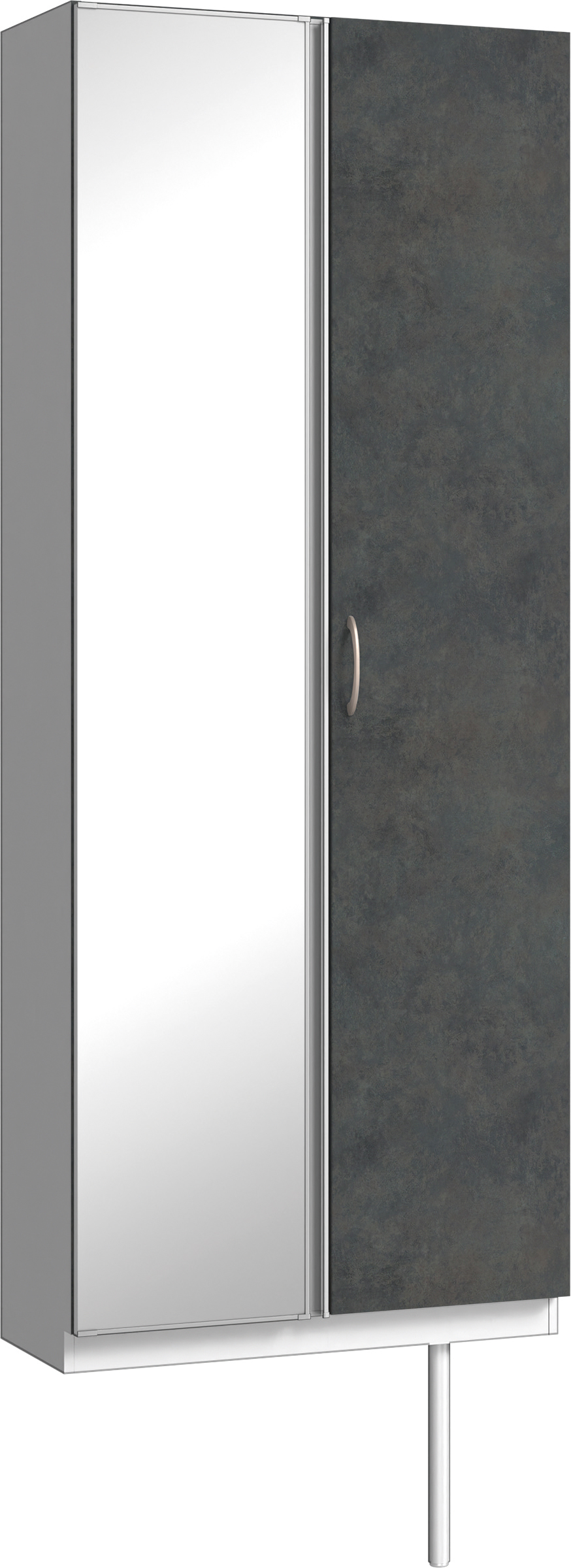 玄関収納　イエリア　開き戸ユニット　フラット　Ｓ２２　トールＰＬＡＮ　シューズ収納　ミラー扉　８００幅　〈アイアンブラック柄〉　ハンドルラウンド型〈Ｔシルバー色〉