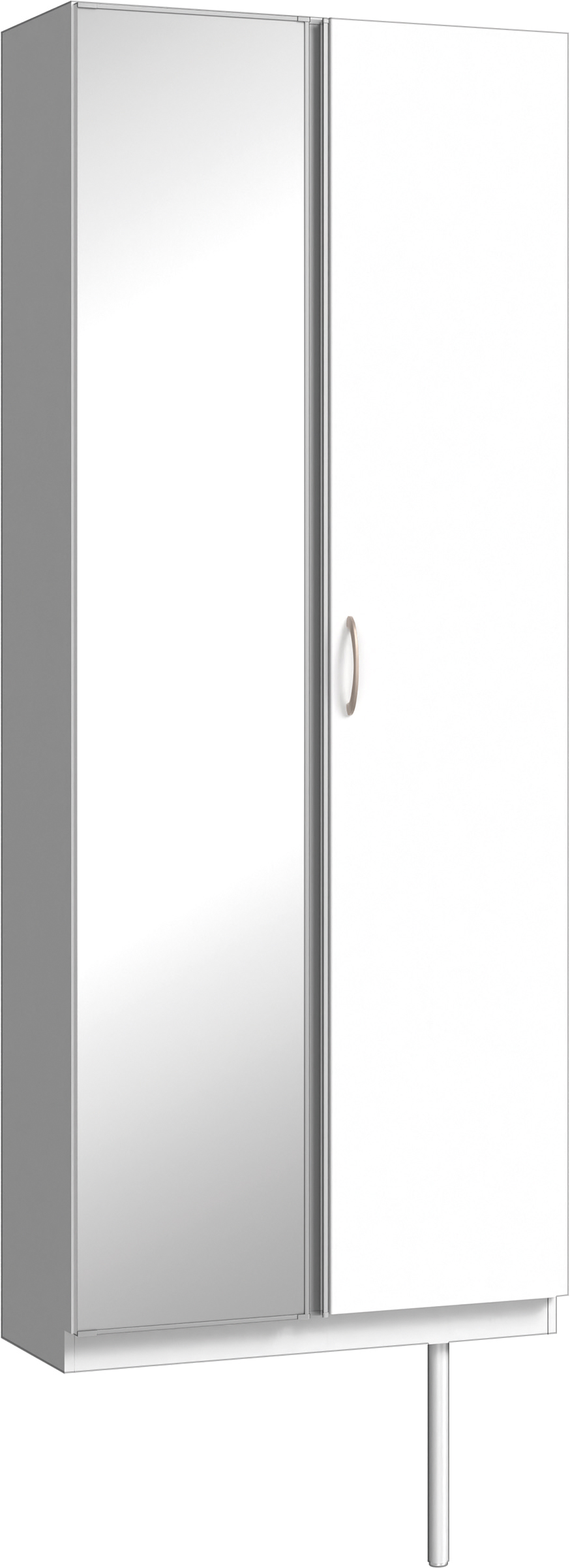 玄関収納　イエリア　開き戸ユニット　フラット縦木目　Ｓ２２　トールＰＬＡＮ　シューズ収納　ミラー扉　８００幅　〈パウダーホワイト柄〉　ハンドルラウンド型〈Ｔシルバー色〉