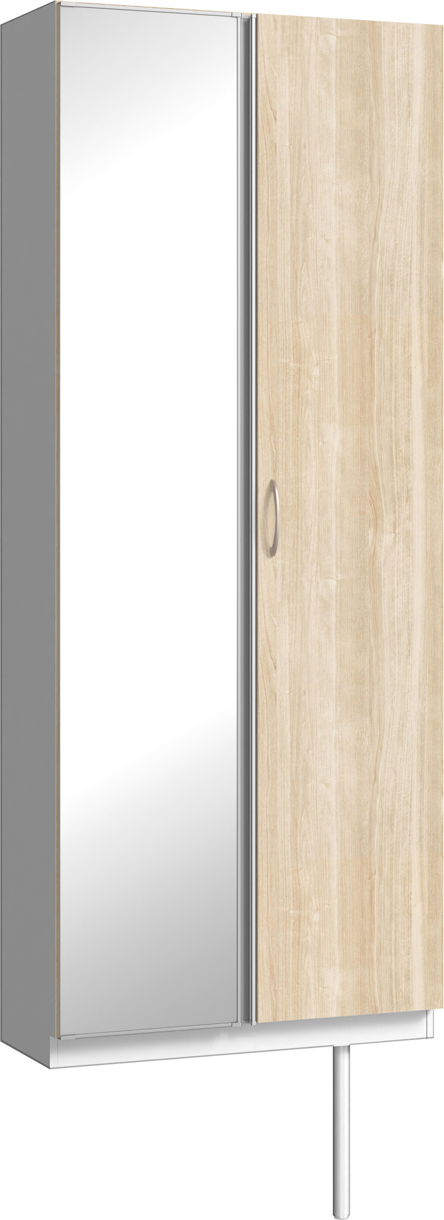 玄関収納　イエリア　開き戸ユニット　フラット　Ｓ２２　トールＰＬＡＮ　シューズ収納　ミラー扉　８００幅　〈コットンベージュ柄〉　ハンドルラウンド型〈Ｔシルバー色〉