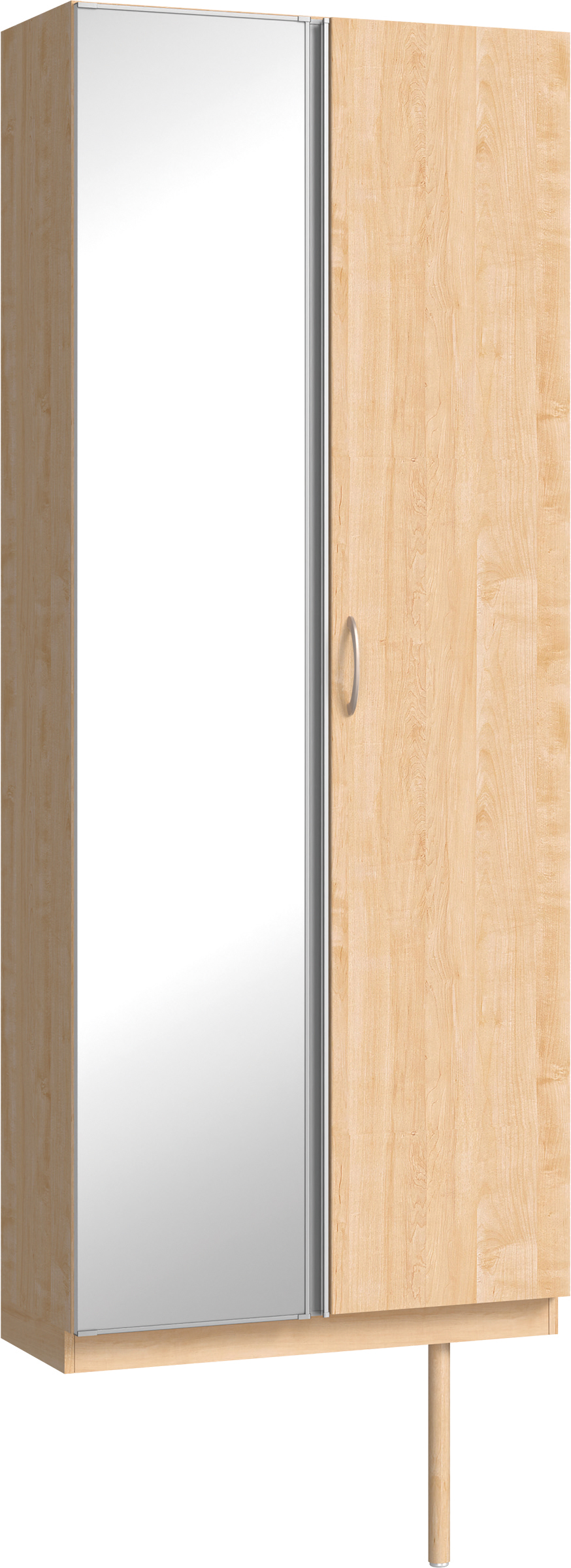 玄関収納　イエリア　開き戸ユニット　フラット縦木目　Ｓ２２　トールＰＬＡＮ　シューズ収納　ミラー扉　８００幅　〈ミルベージュ柄〉　ハンドルラウンド型〈Ｔシルバー色〉