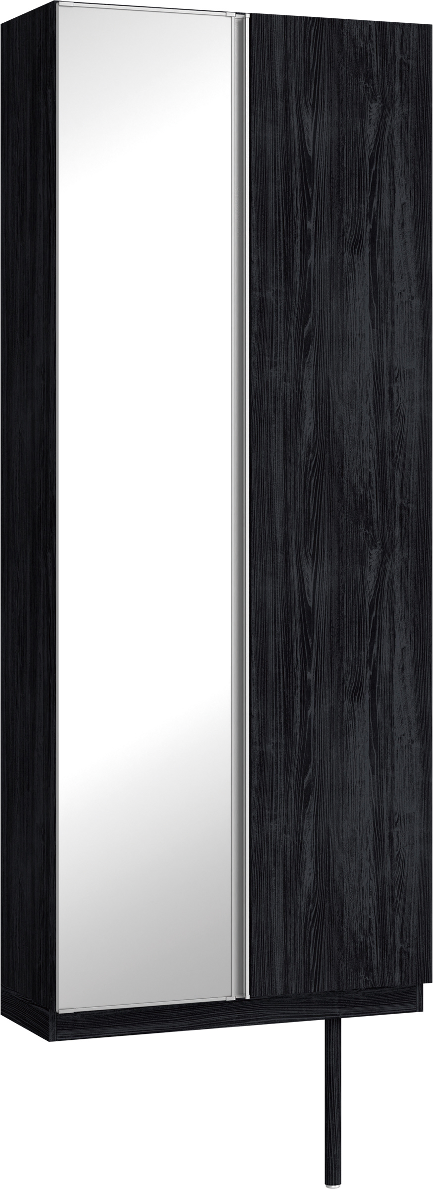 玄関収納　イエリア　開き戸ユニット　フラット縦木目　Ｓ２２　トールＰＬＡＮ　シューズ収納　ミラー扉　８００幅　〈モスブラック柄〉　ハンドルレス