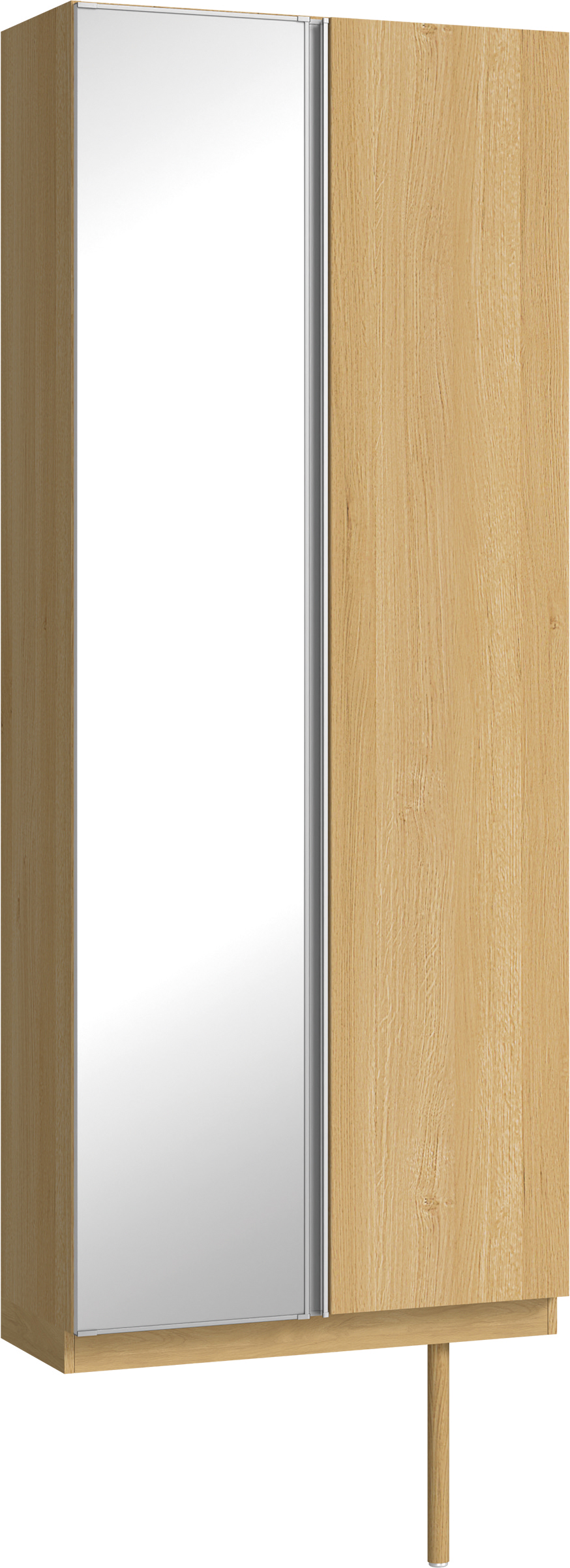 玄関収納　イエリア　開き戸ユニット　フラット縦木目　Ｓ２２　トールＰＬＡＮ　シューズ収納　ミラー扉　８００幅　〈ライトオーカー柄〉　ハンドルレス