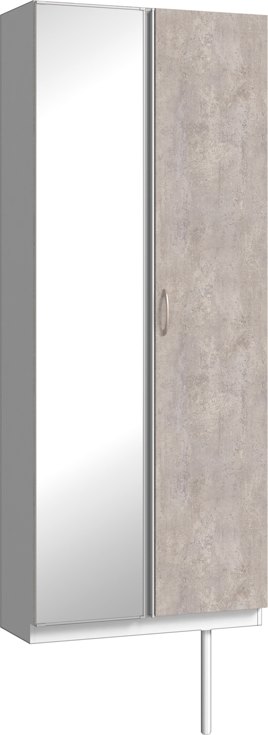 玄関収納　イエリア　開き戸ユニット　フラット　Ｓ２２　トールＰＬＡＮ　シューズ収納　ミラー扉　８００幅　〈コンクリートグレー柄〉　ハンドルラウンド型〈Ｔシルバー色〉