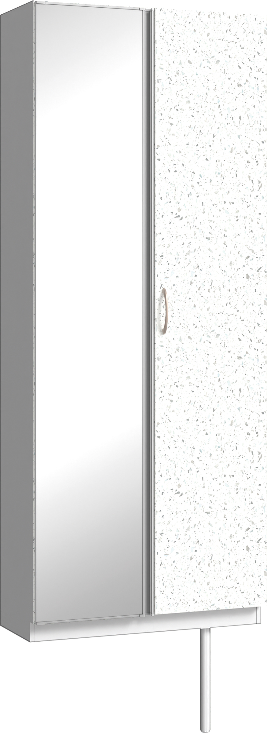 玄関収納　イエリア　開き戸ユニット　フラット　Ｓ２２　トールＰＬＡＮ　シューズ収納　ミラー扉　８００幅　〈テラゾホワイト柄〉　ハンドルラウンド型〈Ｔシルバー色〉