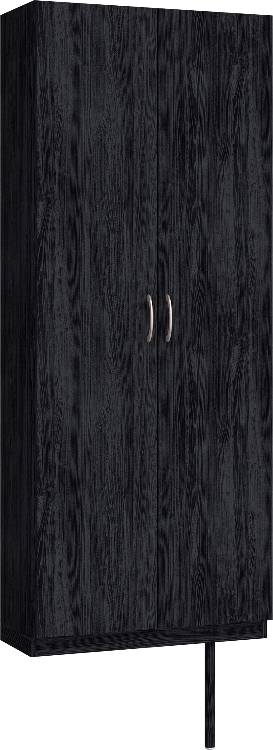 玄関収納　イエリア　開き戸ユニット　フラット縦木目　Ｓ２７　トールＰＬＡＮ　シューズ収納　ウッド扉　８００幅　〈モスブラック柄〉　ハンドルラウンド型〈Ｔシルバー色〉