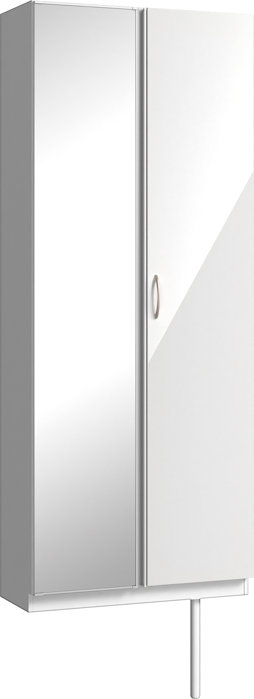 玄関収納　イエリア　開き戸ユニット　フラット　Ｓ２２　トールＰＬＡＮ　シューズ収納　ミラー扉　８００幅　〈ルミホワイト柄〉　ハンドルラウンド型〈Ｔシルバー色〉