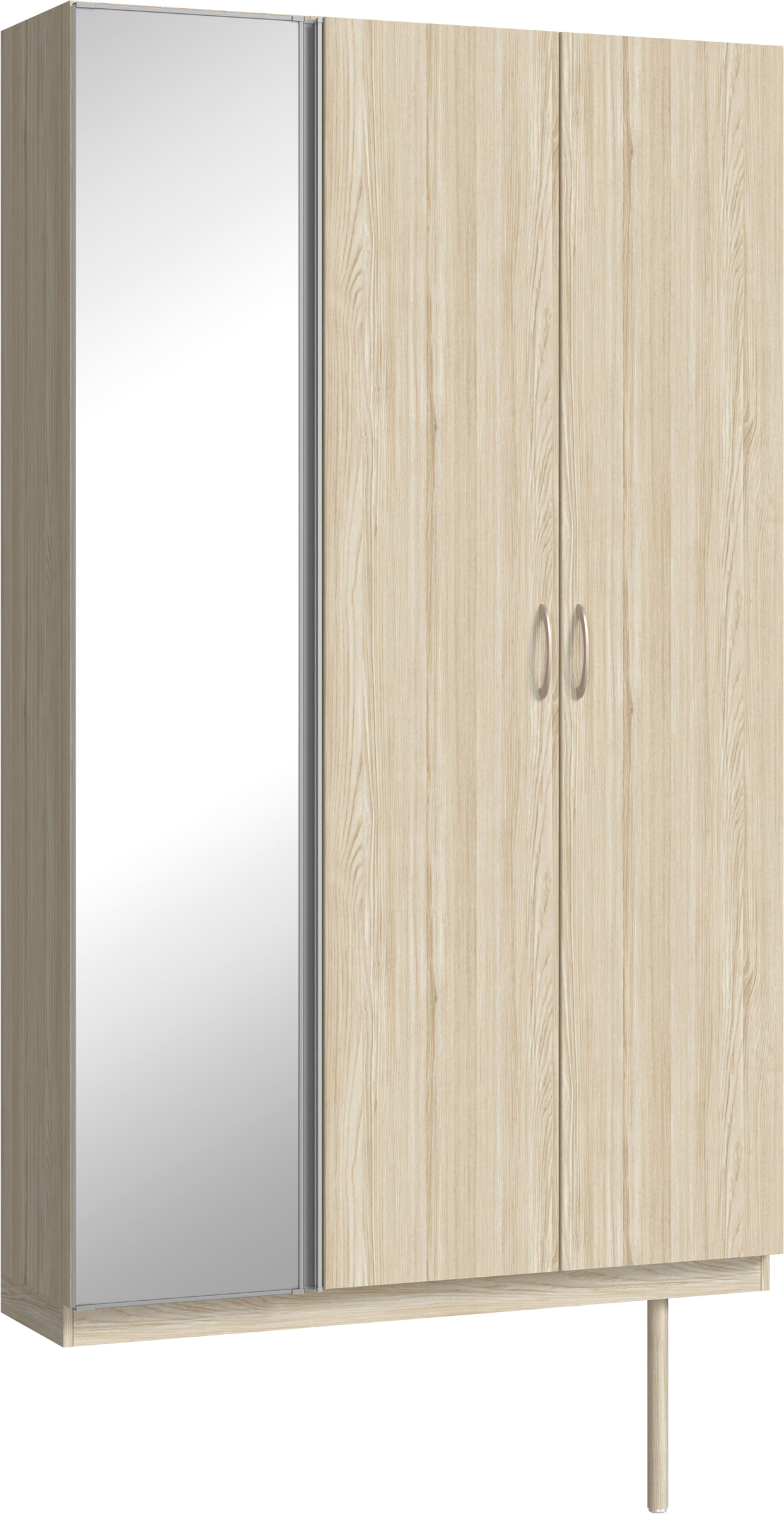 玄関収納　イエリア　開き戸ユニット　フラット縦木目　Ｓ９２　トールＰＬＡＮ　シューズ収納　ミラー扉　１２００幅　〈ソフトグレージュ柄〉　ハンドルラウンド型〈Ｔシルバー色〉