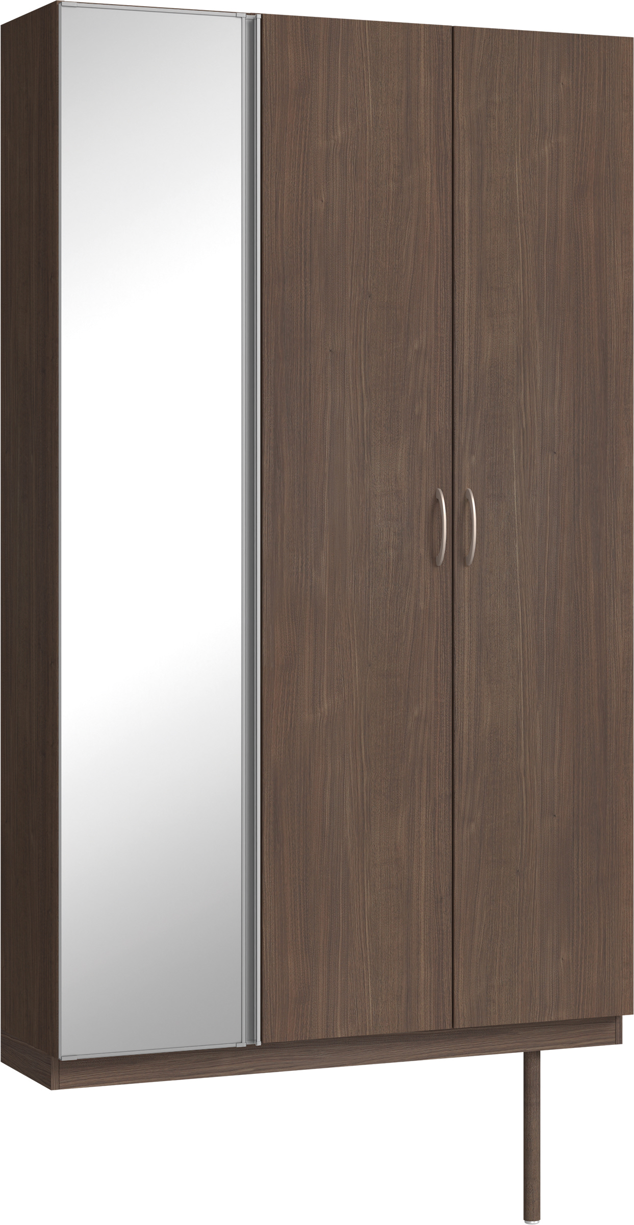 玄関収納　イエリア　開き戸ユニット　フラット縦木目　Ｓ９２　トールＰＬＡＮ　シューズ収納　ミラー扉　１２００幅　〈ダルブラウン柄〉　ハンドルラウンド型〈Ｔシルバー色〉