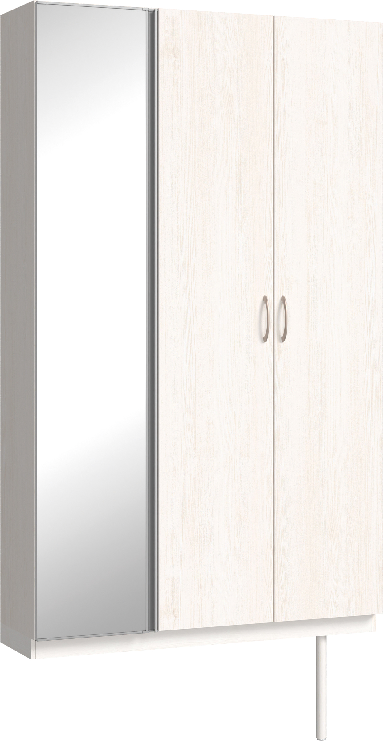 玄関収納　イエリア　開き戸ユニット　フラット縦木目　Ｓ９２　トールＰＬＡＮ　シューズ収納　ミラー扉　１２００幅　〈ネオホワイト柄〉　ハンドルラウンド型〈Ｔシルバー色〉