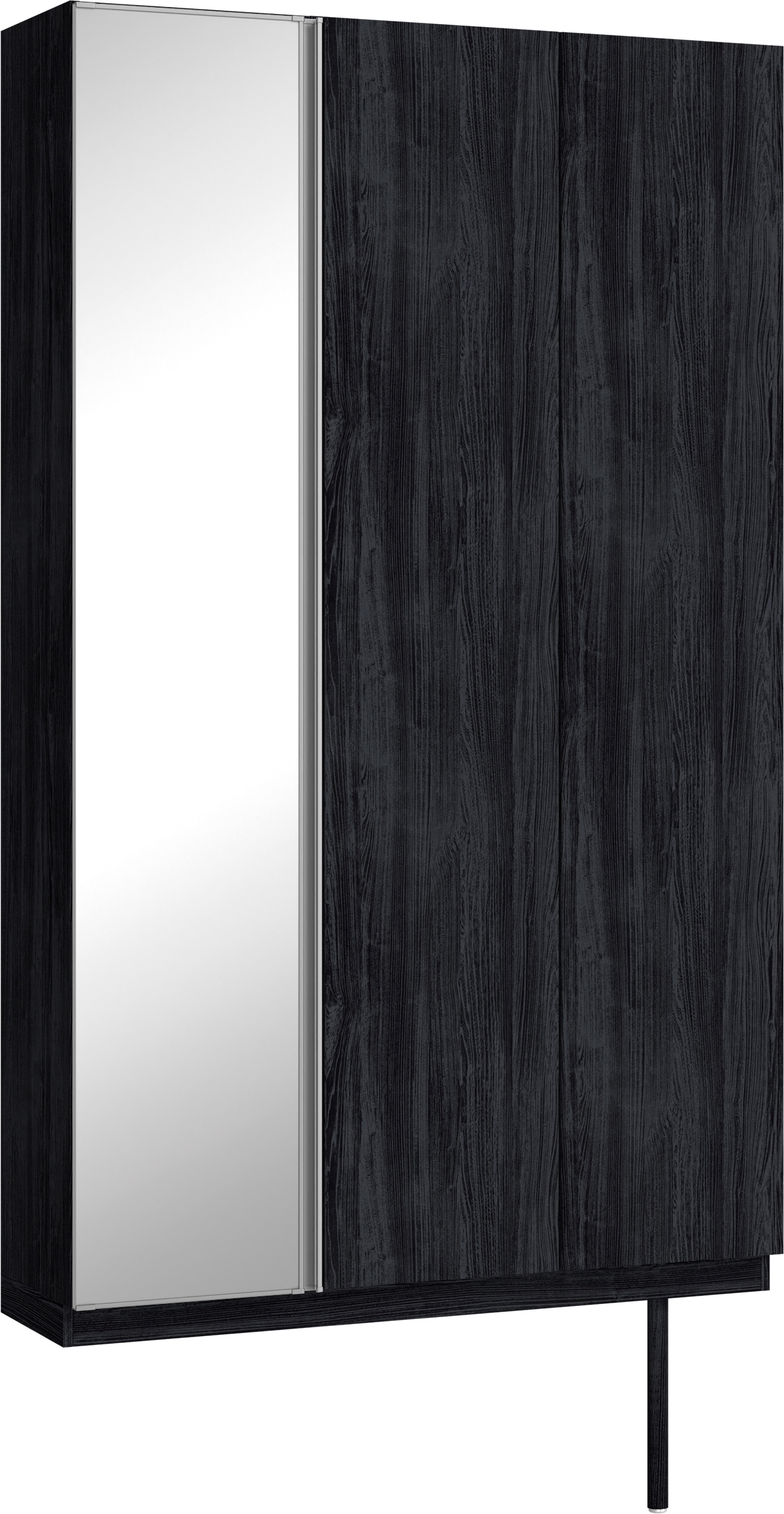 玄関収納　イエリア　開き戸ユニット　フラット縦木目　Ｓ９２　トールＰＬＡＮ　シューズ収納　ミラー扉　１２００幅　〈モスブラック柄〉　ハンドルレス