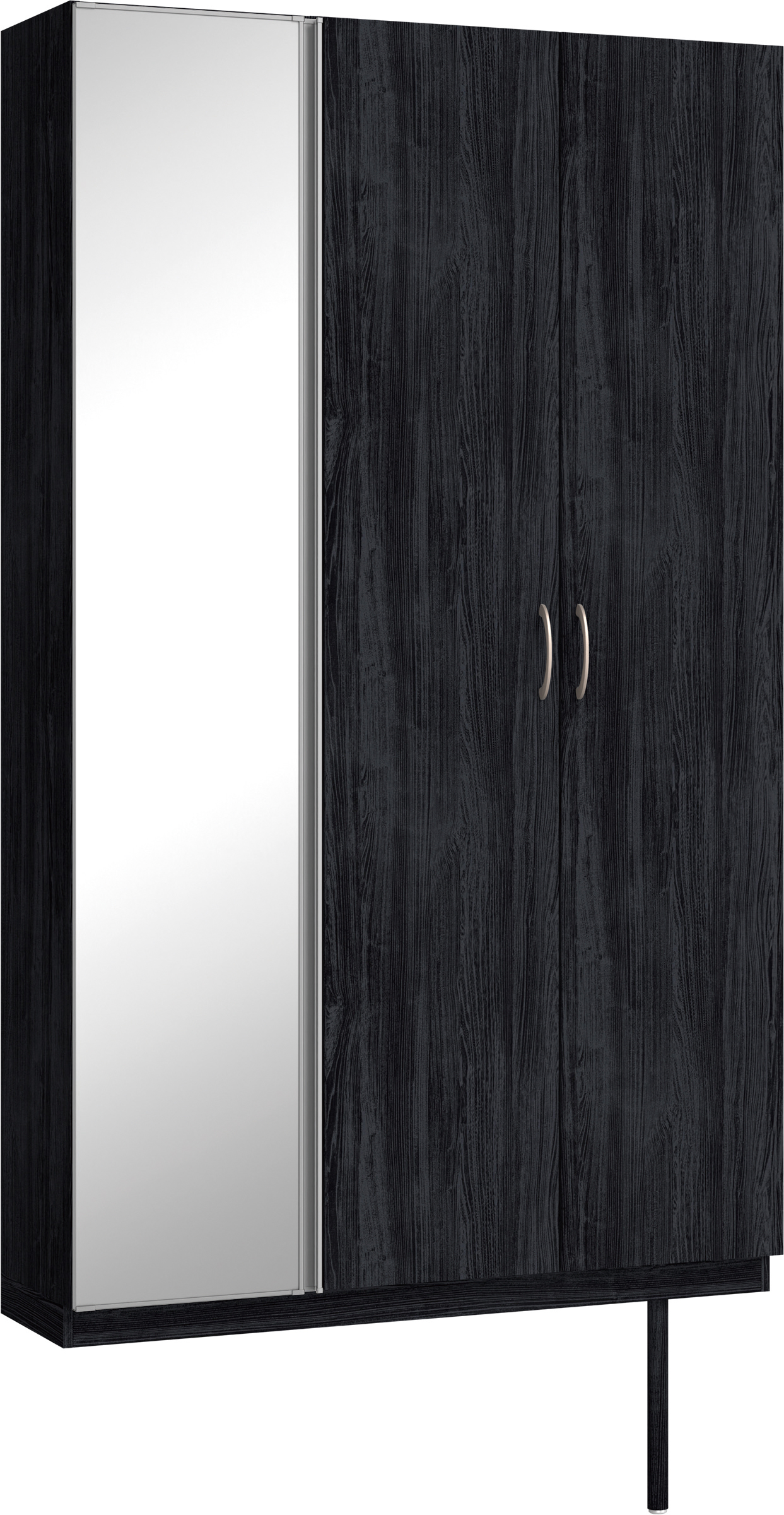 玄関収納　イエリア　開き戸ユニット　フラット縦木目　Ｓ９２　トールＰＬＡＮ　シューズ収納　ミラー扉　１２００幅　〈モスブラック柄〉　ハンドルラウンド型〈Ｔシルバー色〉