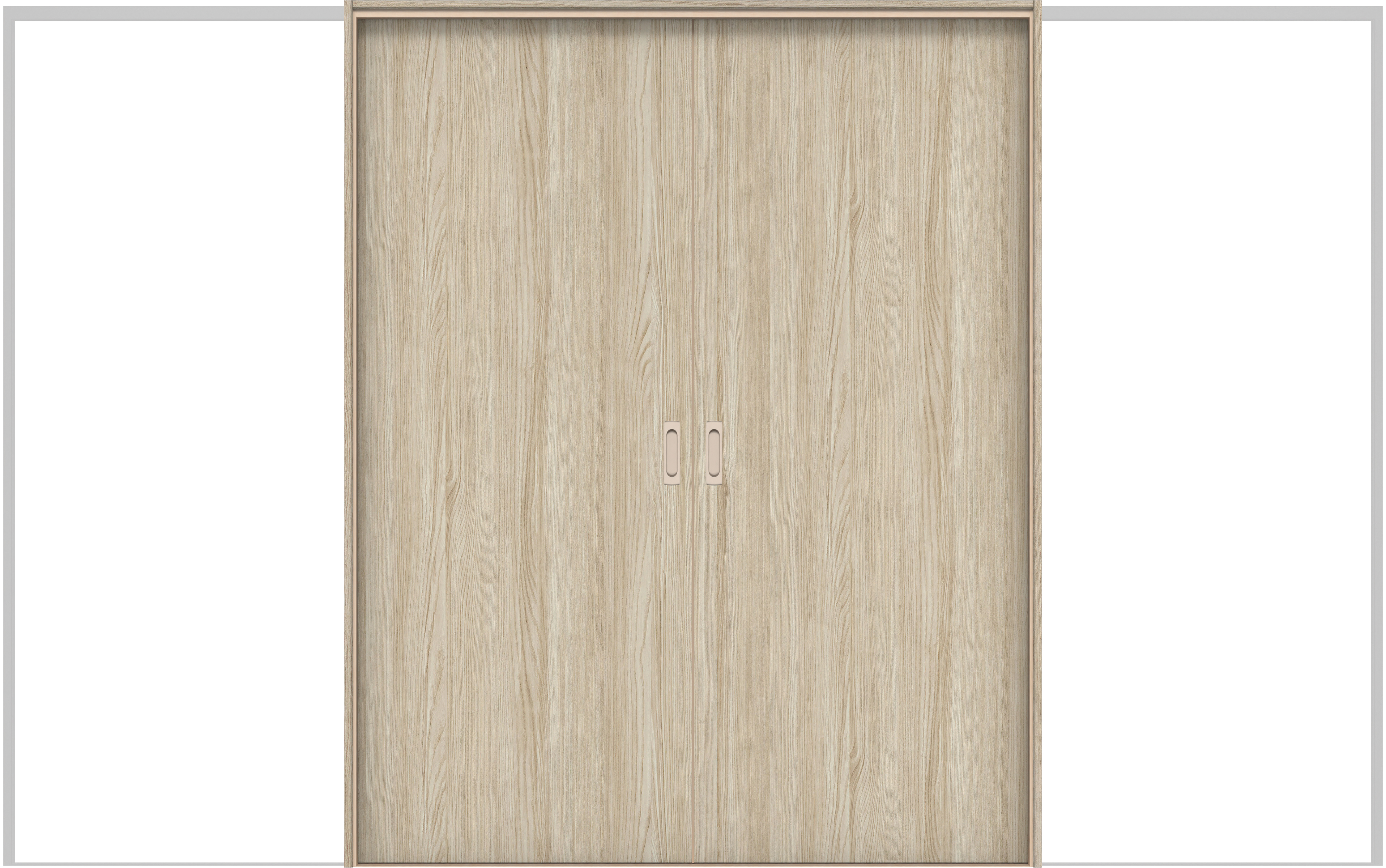 イエリア　戸襖　引戸・引分　扉セット　００デザイン　３２６６幅用　２０００高　〈ソフトグレージュ柄〉　素地タイプ〈白縁〉　左右兼用　〈シルバー色〉×〈Ｔシルバー色〉