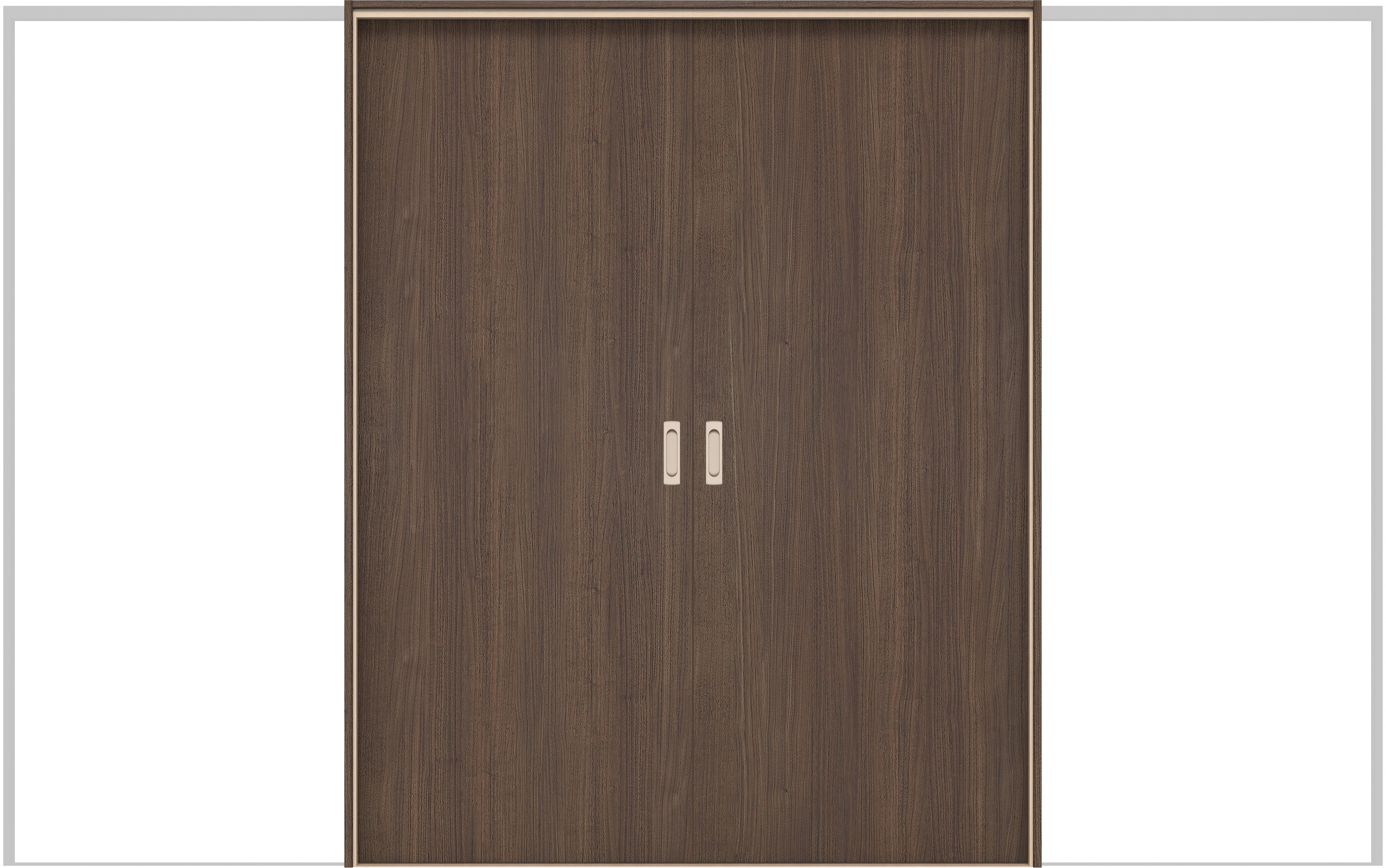 イエリア　戸襖　引戸・引分　扉セット　００デザイン　３２６６幅用　２０００高　〈ダルブラウン柄〉　素地タイプ〈白縁〉　左右兼用　〈シルバー色〉×〈Ｔシルバー色〉