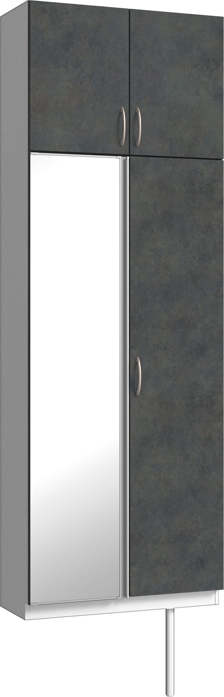 玄関収納　イエリア　開き戸ユニット　フラット　Ｓ２５　トールＰＬＡＮ　シューズ収納　ミラー扉　８００幅　〈アイアンブラック柄〉　ハンドルラウンド型〈Ｔシルバー色〉