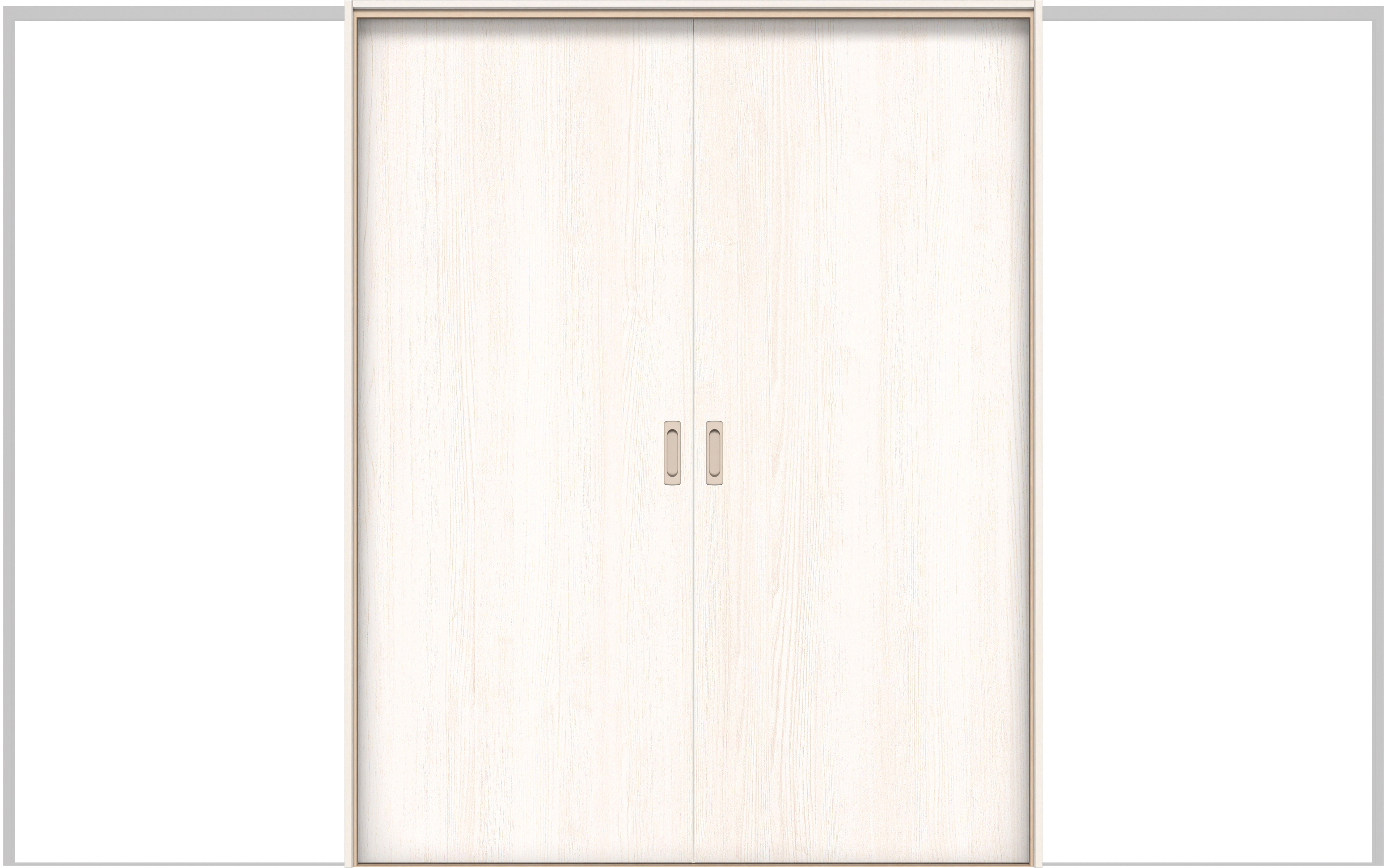 イエリア　戸襖　引戸・引分　扉セット　００デザイン　３２６６幅用　２０００高　〈ネオホワイト柄〉　素地タイプ〈黒縁〉　左右兼用　〈ブラック色〉×〈Ｔシルバー色〉