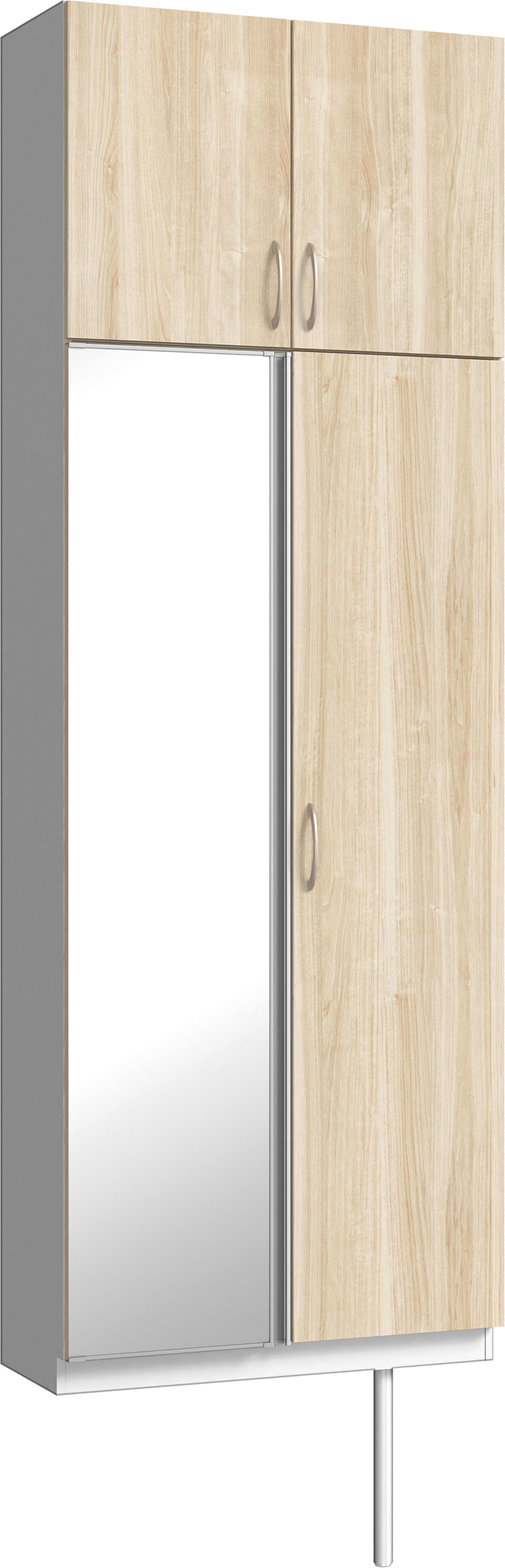 玄関収納　イエリア　開き戸ユニット　フラット　Ｓ２５　トールＰＬＡＮ　シューズ収納　ミラー扉　８００幅　〈コットンベージュ柄〉　ハンドルラウンド型〈Ｔシルバー色〉