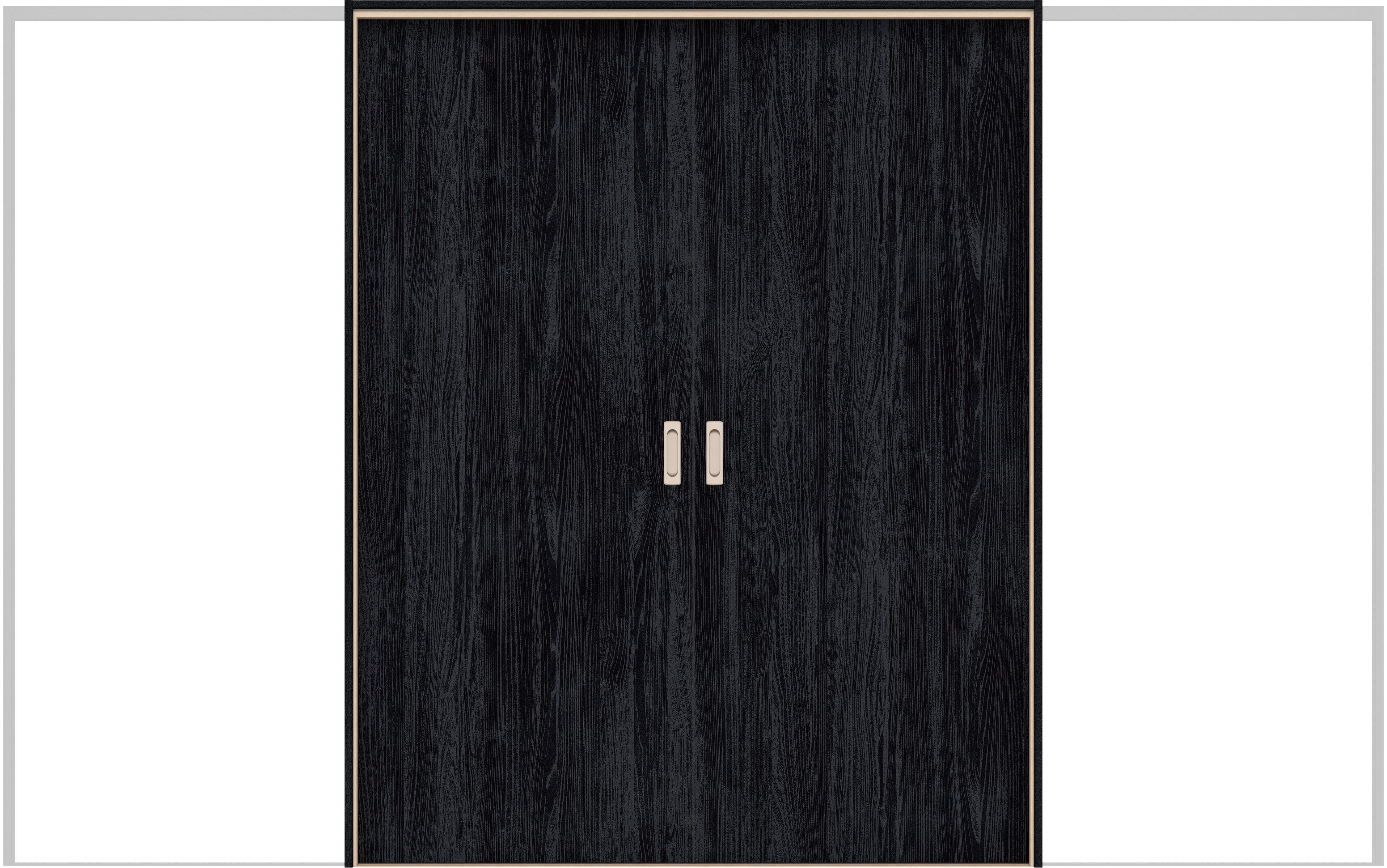 イエリア　戸襖　引戸・引分　扉セット　００デザイン　３２６６幅用　２０００高　〈モスブラック柄〉　化粧タイプ（刷毛引き風）〈白縁〉　左右兼用　〈シルバー色〉×〈Ｔシルバー色〉