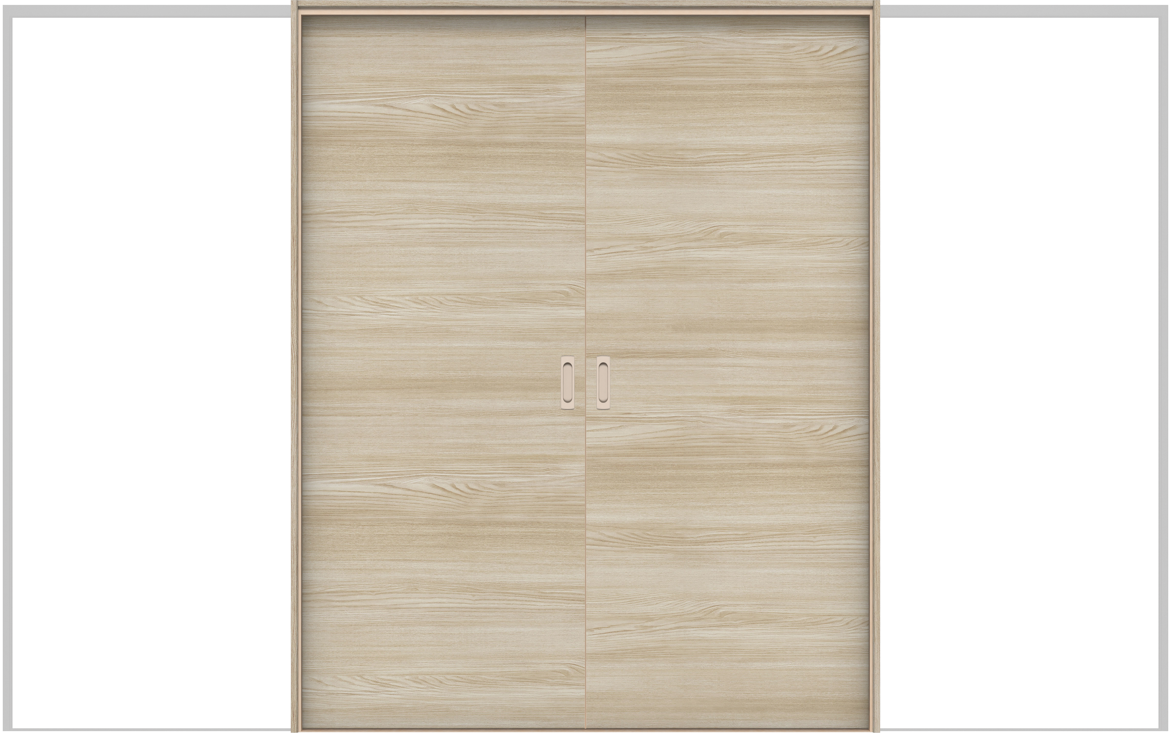 イエリア　戸襖　引戸・引分　扉セット　Ｕ０デザイン　３２６６幅用　２０００高　〈ソフトグレージュ柄〉　素地タイプ〈黒縁〉　左右兼用　〈ブラック色〉×〈Ｔシルバー色〉