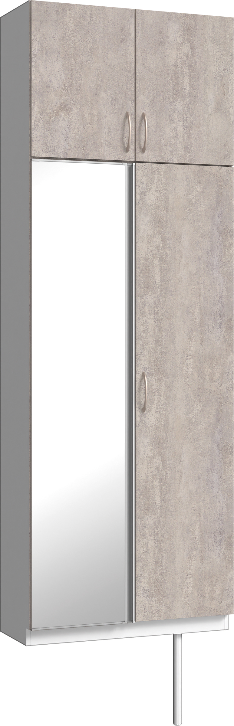 玄関収納　イエリア　開き戸ユニット　フラット　Ｓ２５　トールＰＬＡＮ　シューズ収納　ミラー扉　８００幅　〈コンクリートグレー柄〉　ハンドルラウンド型〈Ｔシルバー色〉