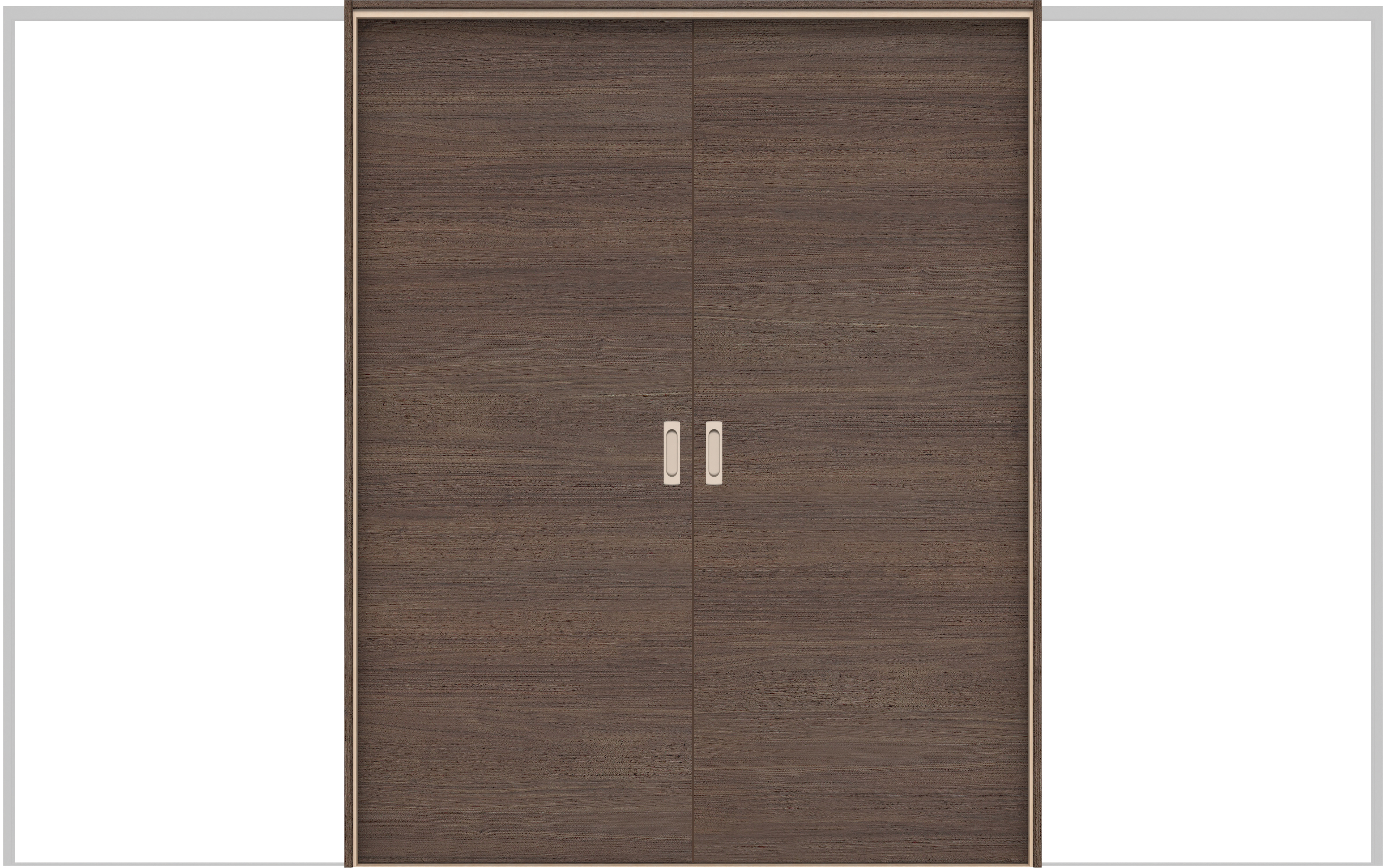 イエリア　戸襖　引戸・引分　扉セット　Ｕ０デザイン　３２６６幅用　２０００高　〈ダルブラウン柄〉　化粧タイプ（刷毛引き風）〈黒縁〉　左右兼用　〈ブラック色〉×〈Ｔシルバー色〉