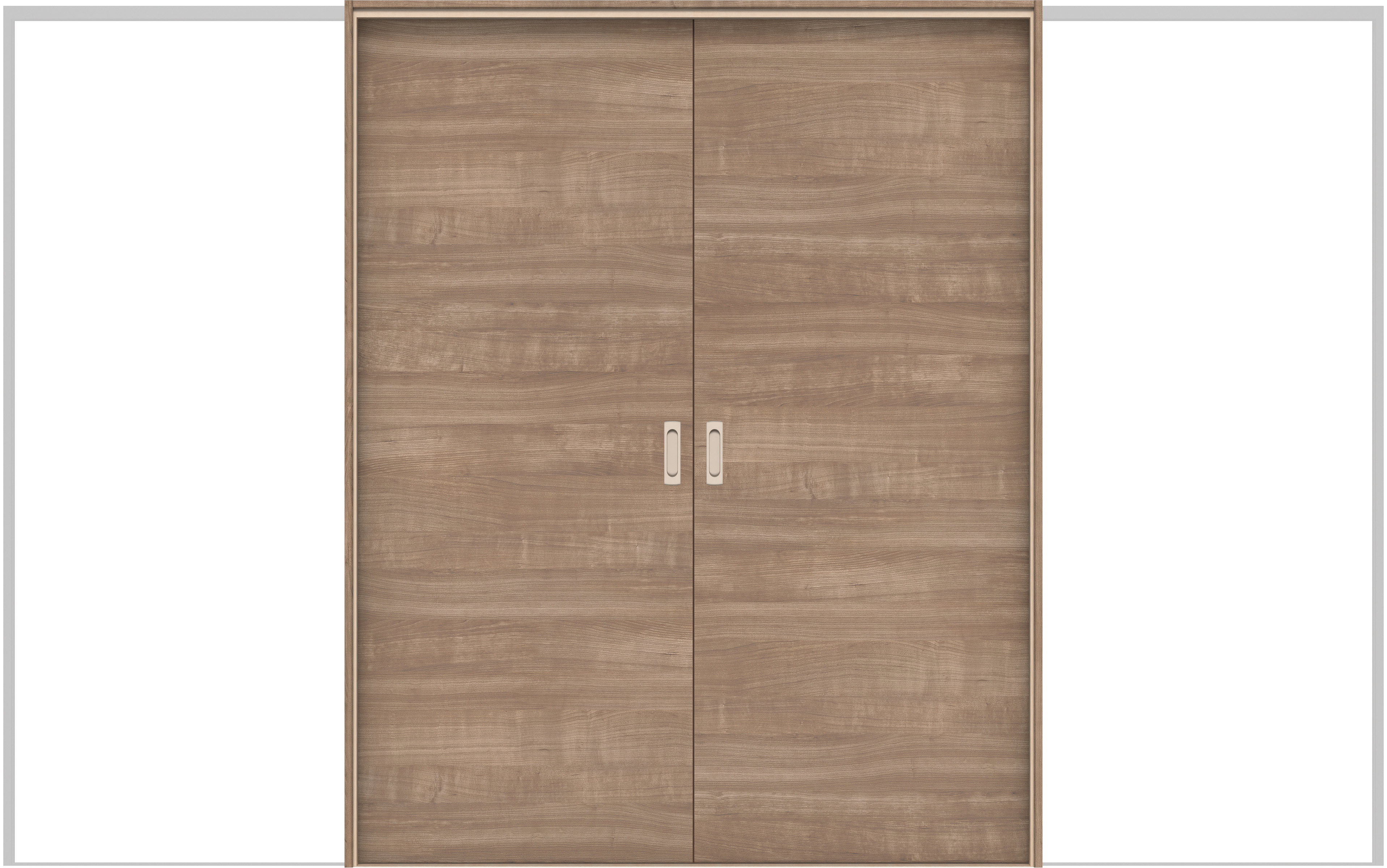 イエリア　戸襖　引戸・引分　扉セット　Ｕ０デザイン　３２６６幅用　２０００高　〈トープグレー柄〉　化粧タイプ（刷毛引き風）〈白縁〉　左右兼用　〈シルバー色〉×〈Ｔシルバー色〉