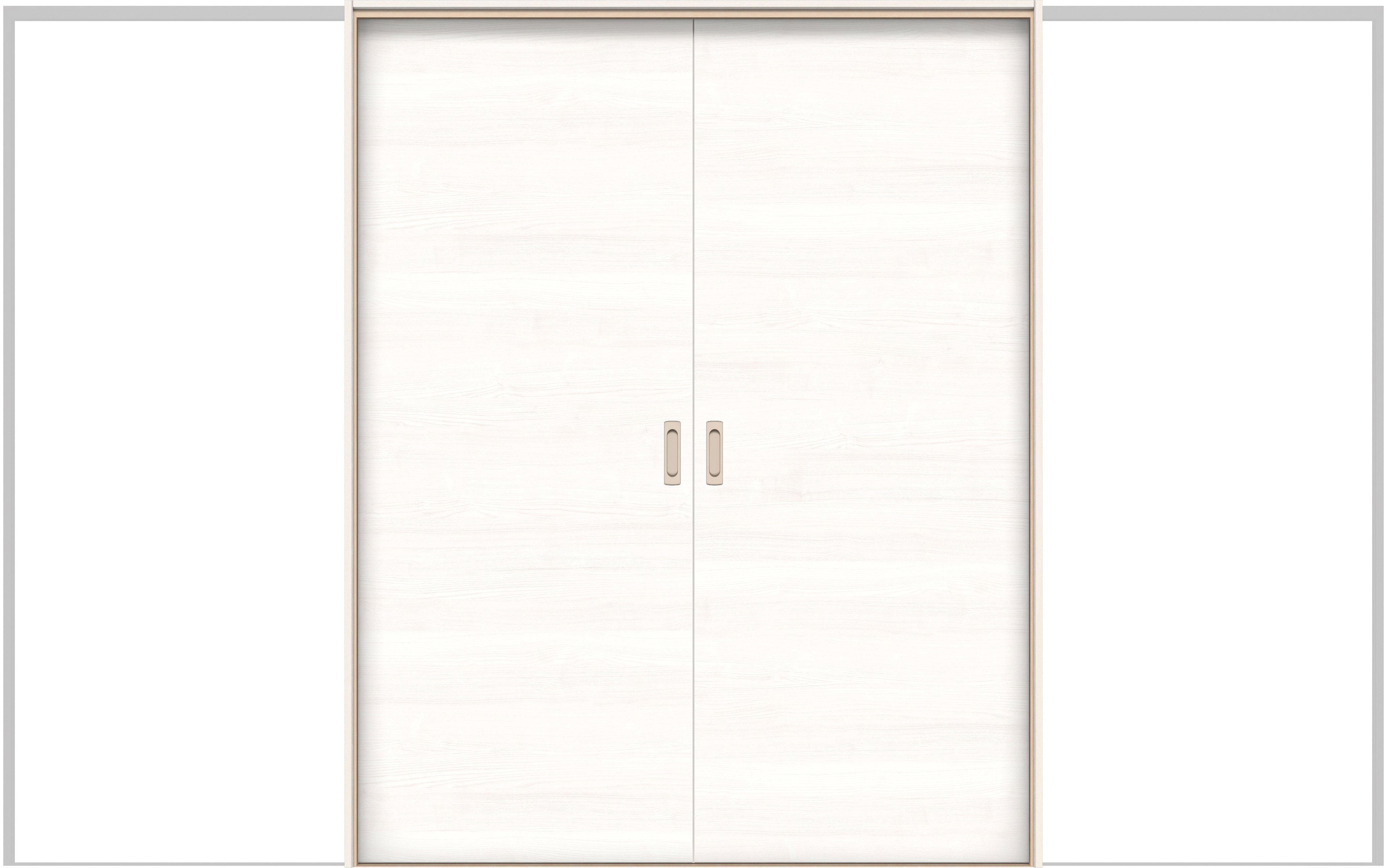 イエリア　戸襖　引戸・引分　扉セット　Ｕ０デザイン　３２６６幅用　２０００高　〈ネオホワイト柄〉　素地タイプ〈白縁〉　左右兼用　〈シルバー色〉×〈Ｔシルバー色〉