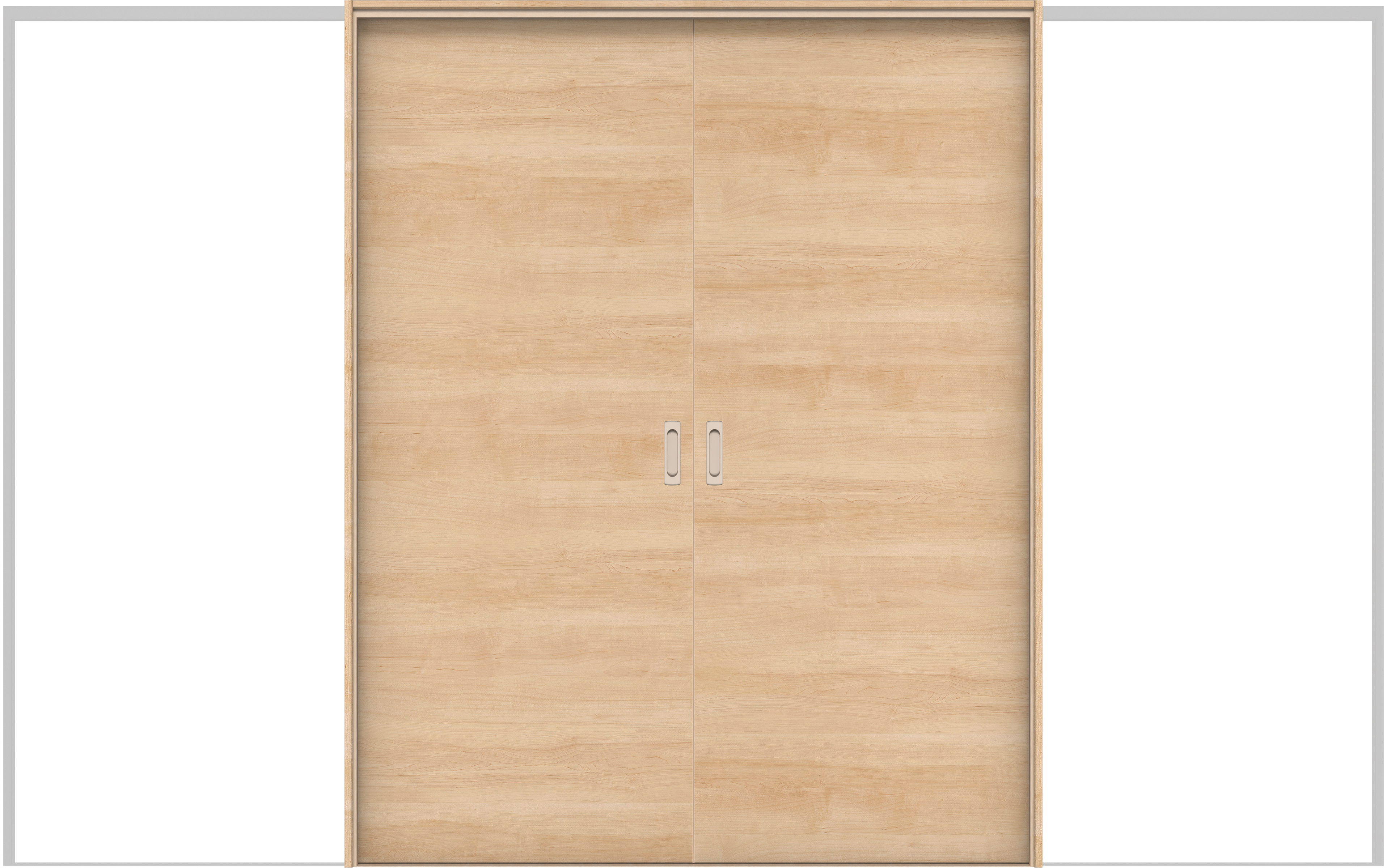 イエリア　戸襖　引戸・引分　扉セット　Ｕ０デザイン　３２６６幅用　２０００高　〈ミルベージュ柄〉　素地タイプ〈白縁〉　左右兼用　〈シルバー色〉×〈Ｔシルバー色〉