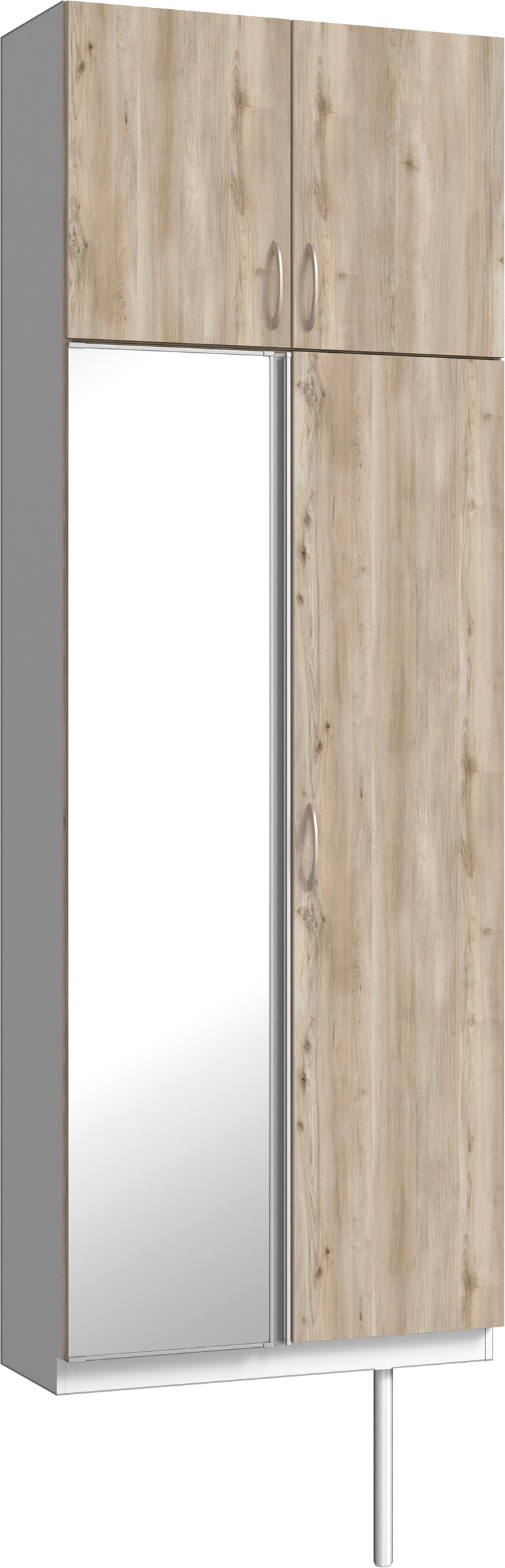 玄関収納　イエリア　開き戸ユニット　フラット　Ｓ２５　トールＰＬＡＮ　シューズ収納　ミラー扉　８００幅　〈スモークグレー柄〉　ハンドルラウンド型〈Ｔシルバー色〉