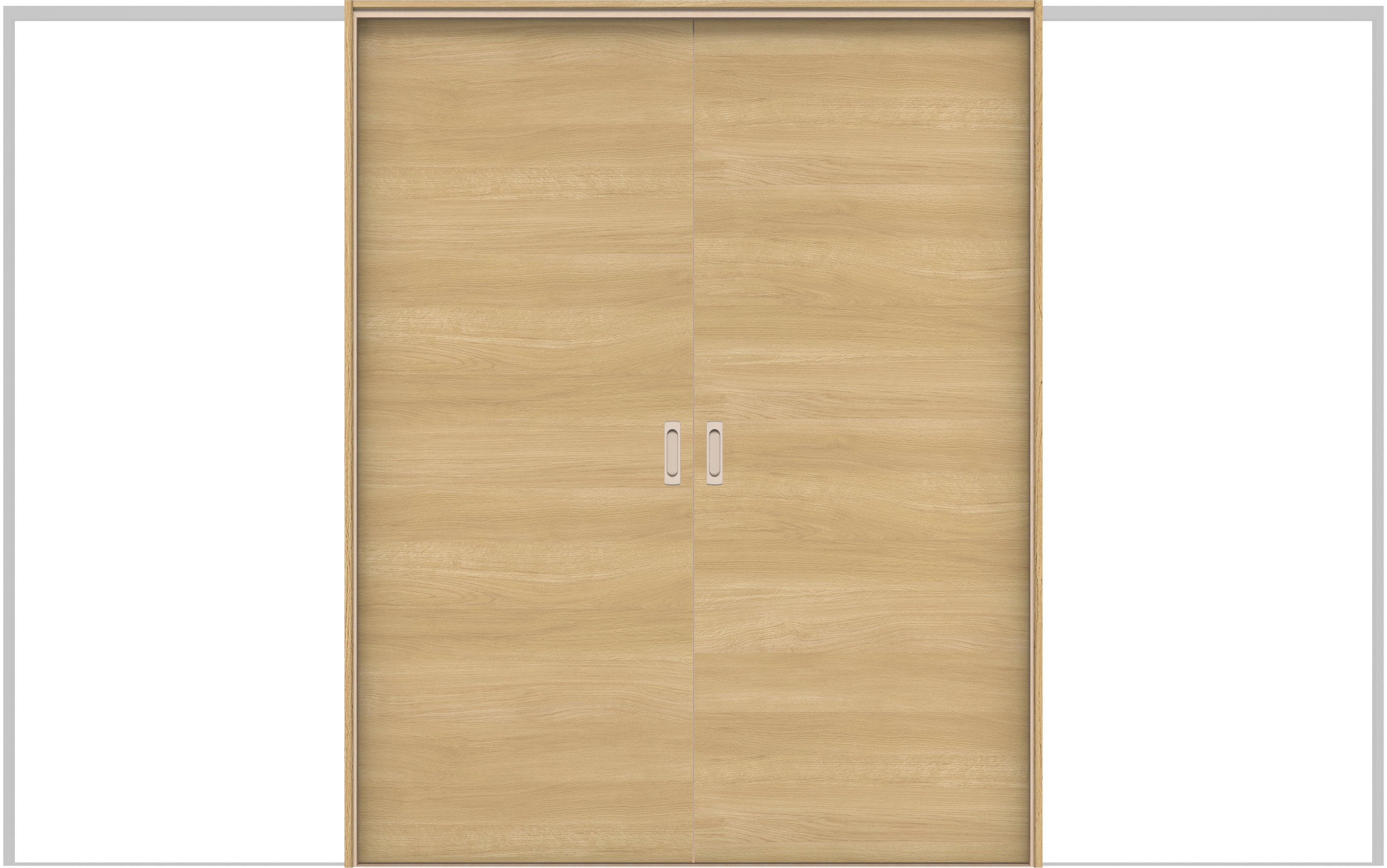 イエリア　戸襖　引戸・引分　扉セット　Ｕ０デザイン　３２６６幅用　２０００高　〈ライトオーカー柄〉　化粧タイプ（刷毛引き風）〈白縁〉　左右兼用　〈シルバー色〉×〈Ｔシルバー色〉