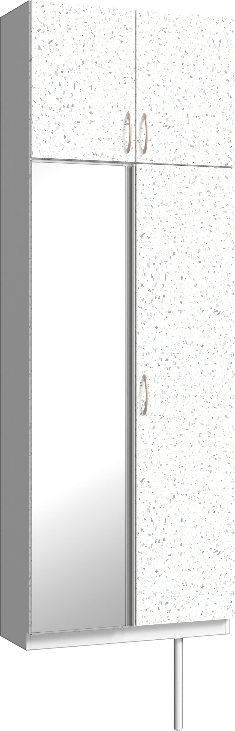 玄関収納　イエリア　開き戸ユニット　フラット　Ｓ２５　トールＰＬＡＮ　シューズ収納　ミラー扉　８００幅　〈テラゾホワイト柄〉　ハンドルラウンド型〈Ｔシルバー色〉