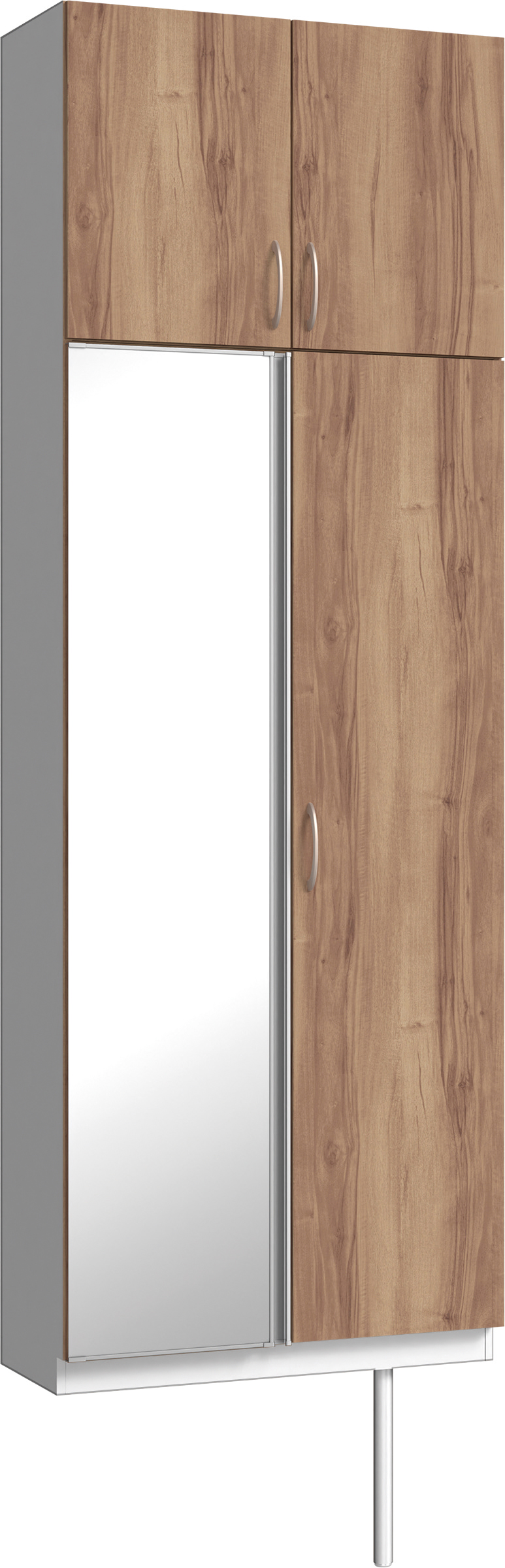 玄関収納　イエリア　開き戸ユニット　フラット　Ｓ２５　トールＰＬＡＮ　シューズ収納　ミラー扉　８００幅　〈バームブラウン柄〉　ハンドルラウンド型〈Ｔシルバー色〉