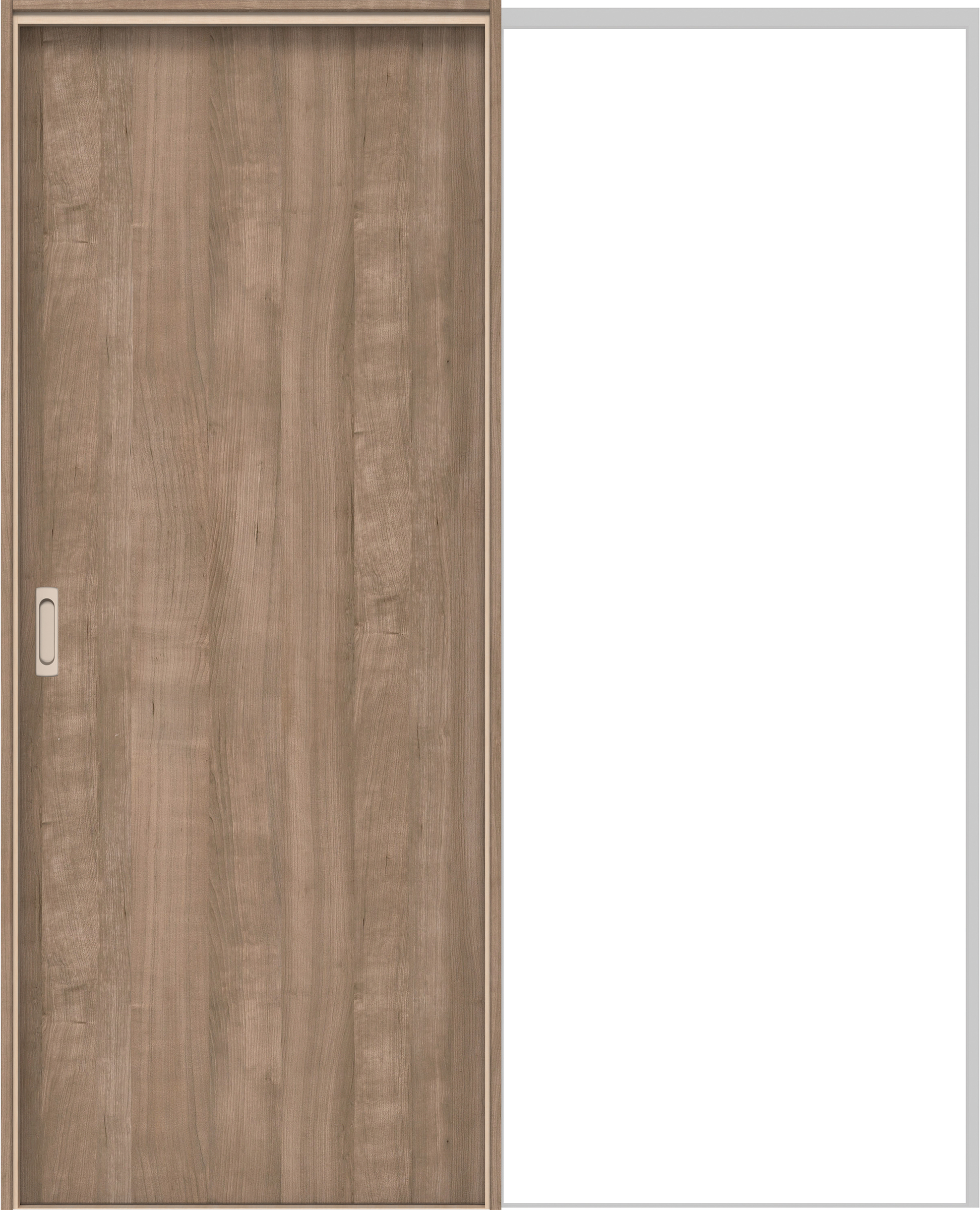 イエリア　戸襖　引戸・片引　扉セット　００デザイン　１６４５幅用　２０００高　〈トープグレー柄〉　化粧タイプ（刷毛引き風）〈黒縁〉　左引　〈ブラック色〉×〈Ｔシルバー色〉