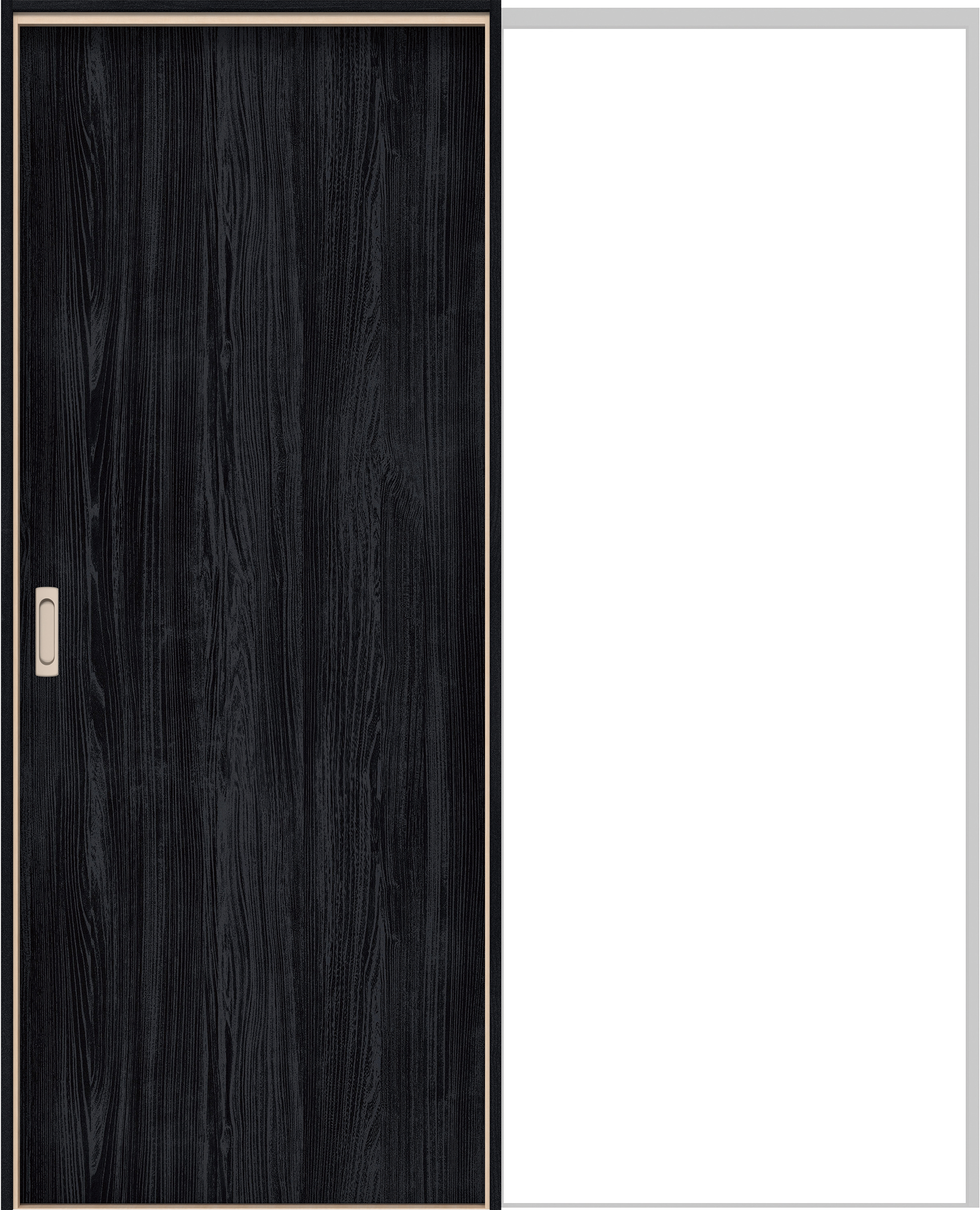 イエリア　戸襖　引戸・片引　扉セット　００デザイン　１６４５幅用　２０００高　〈モスブラック柄〉　化粧タイプ（刷毛引き風）〈黒縁〉　左引　〈ブラック色〉×〈Ｔシルバー色〉