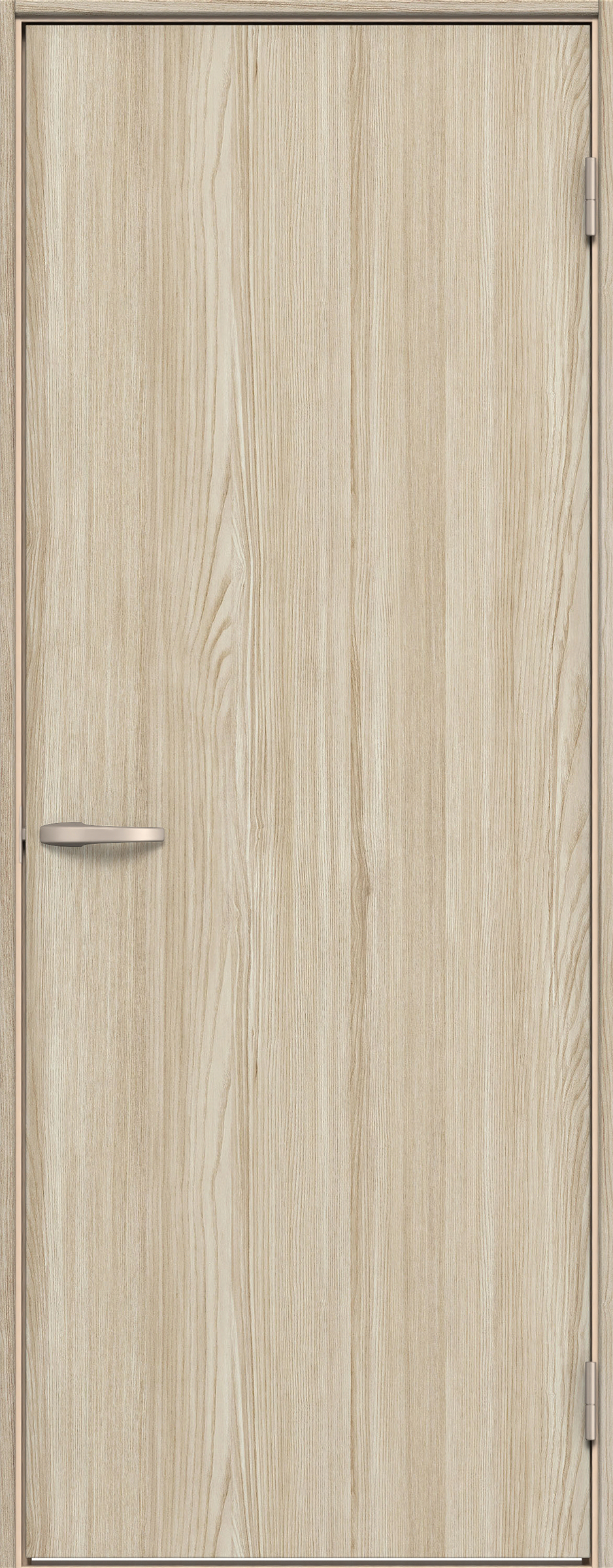 イエリア　戸襖　片開き　扉セット　００デザイン　７３５幅　２０００高　〈ソフトグレージュ柄〉　化粧タイプ（刷毛引き風）〈白縁〉　右開き　ハンドル〈Ｔシルバー色〉〈Ｔシルバー色〉