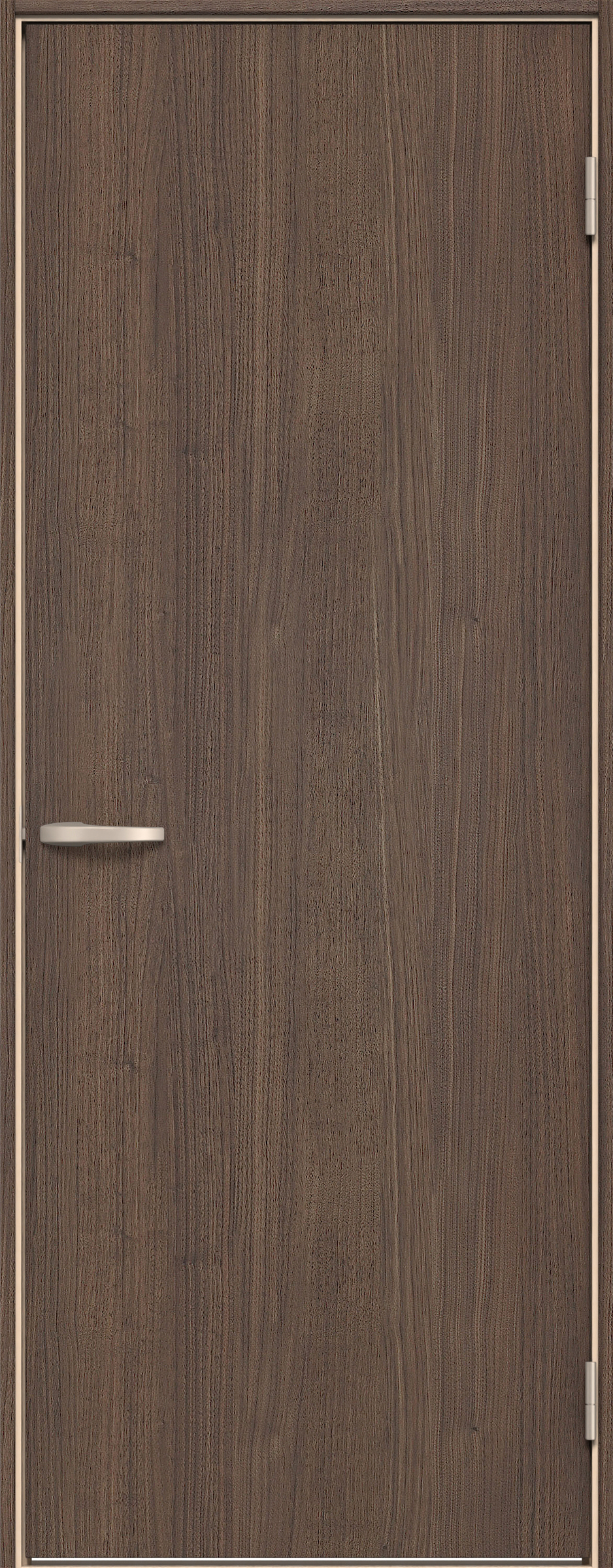 イエリア　戸襖　片開き　扉セット　００デザイン　７３５幅　２０００高　〈ダルブラウン柄〉　化粧タイプ（刷毛引き風）〈白縁〉　右開き　ハンドル〈Ｔシルバー色〉〈Ｔシルバー色〉