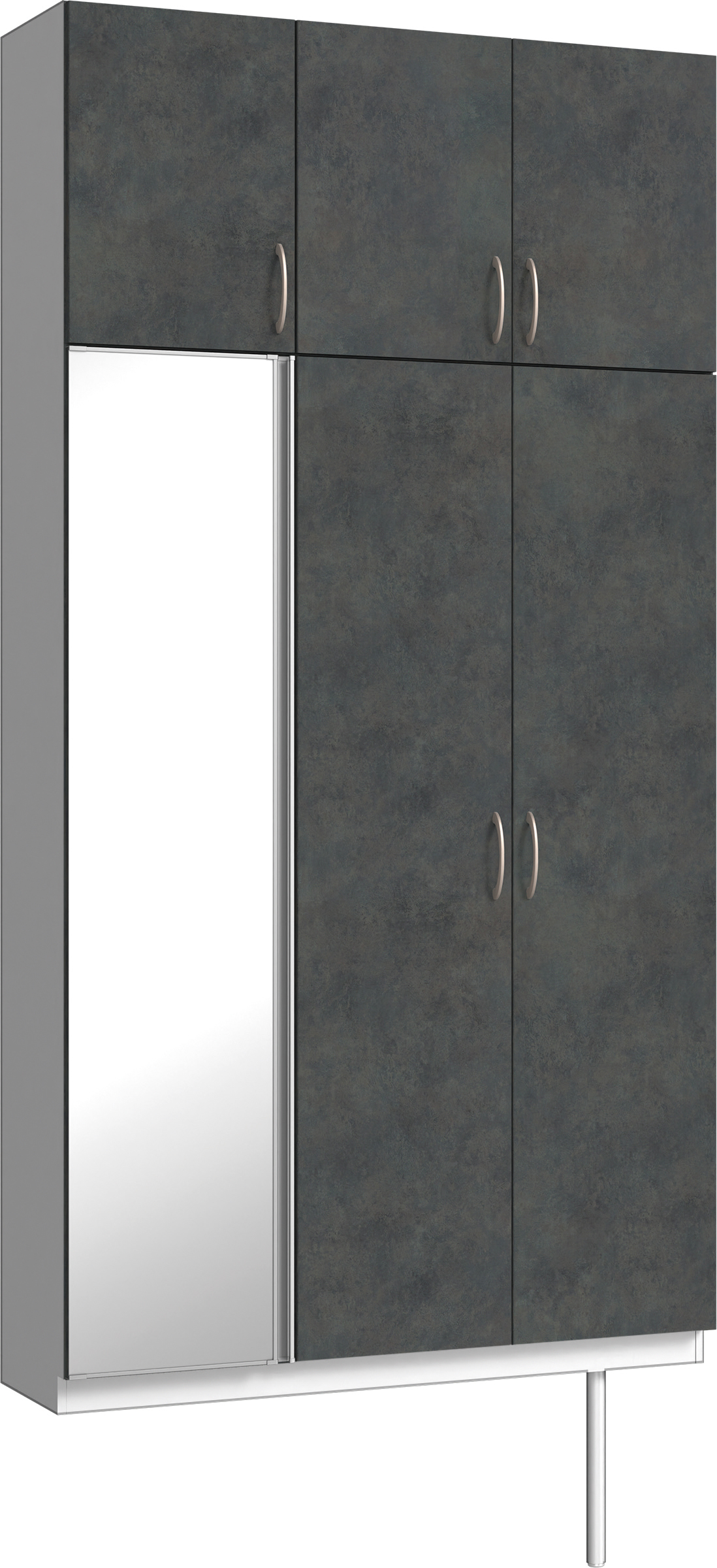 玄関収納　イエリア　開き戸ユニット　フラット　Ｓ３５　トールＰＬＡＮ　シューズ収納　ミラー扉　１２００幅　〈アイアンブラック柄〉　ハンドルラウンド型〈Ｔシルバー色〉