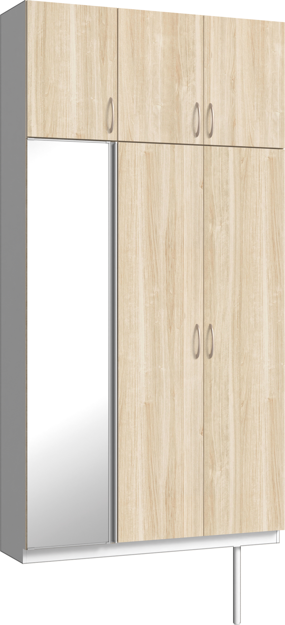 玄関収納　イエリア　開き戸ユニット　フラット　Ｓ３５　トールＰＬＡＮ　シューズ収納　ミラー扉　１２００幅　〈コットンベージュ柄〉　ハンドルラウンド型〈Ｔシルバー色〉