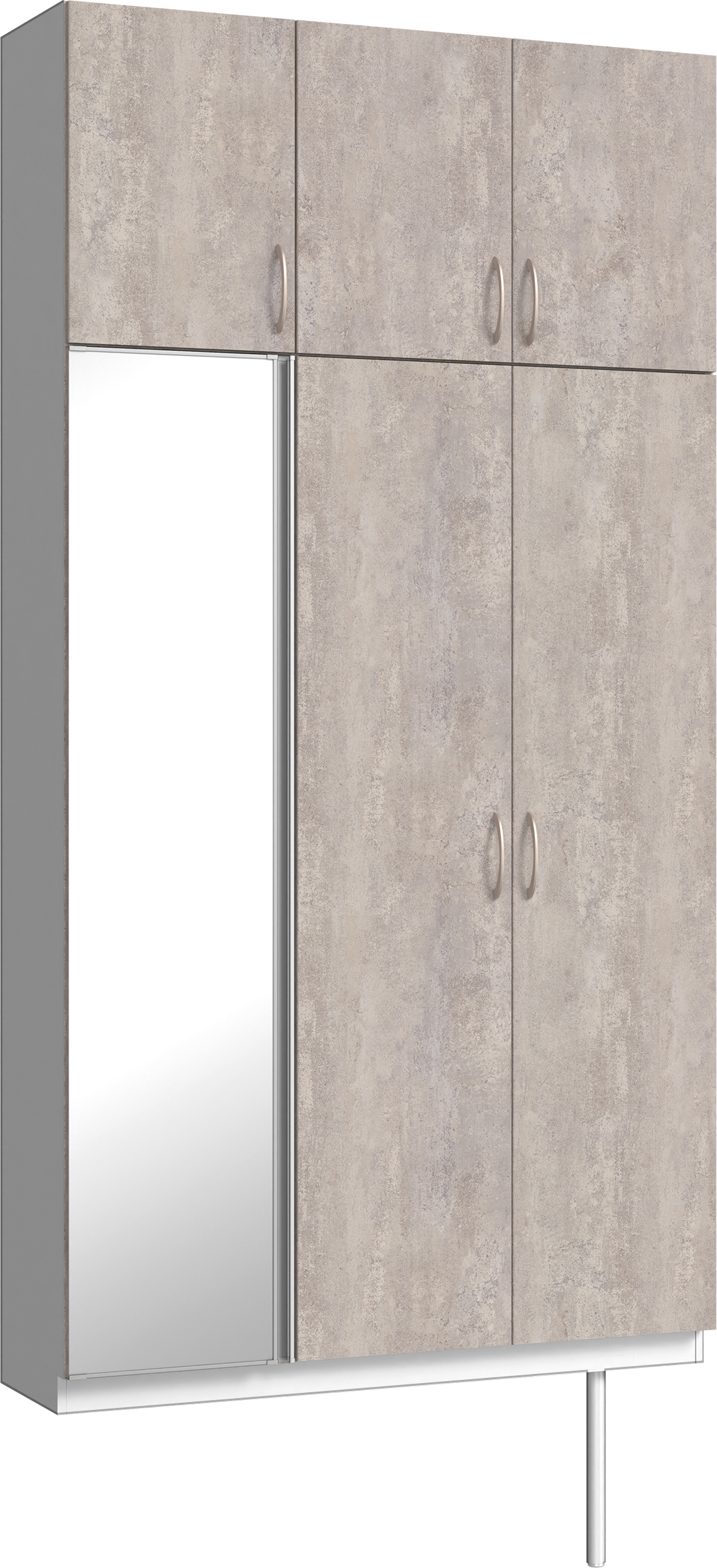 玄関収納　イエリア　開き戸ユニット　フラット　Ｓ３５　トールＰＬＡＮ　シューズ収納　ミラー扉　１２００幅　〈コンクリートグレー柄〉　ハンドルラウンド型〈Ｔシルバー色〉