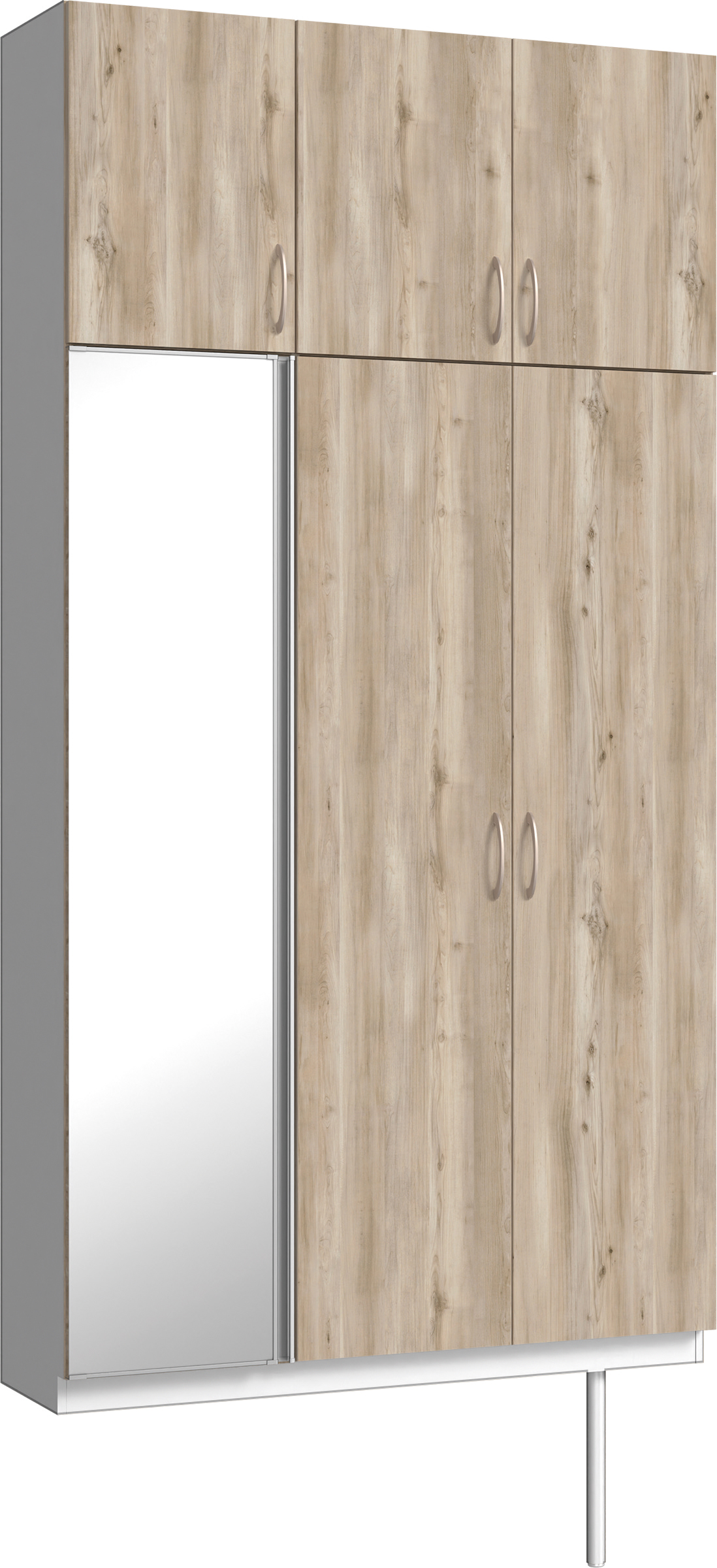 玄関収納　イエリア　開き戸ユニット　フラット　Ｓ３５　トールＰＬＡＮ　シューズ収納　ミラー扉　１２００幅　〈スモークグレー柄〉　ハンドルラウンド型〈Ｔシルバー色〉