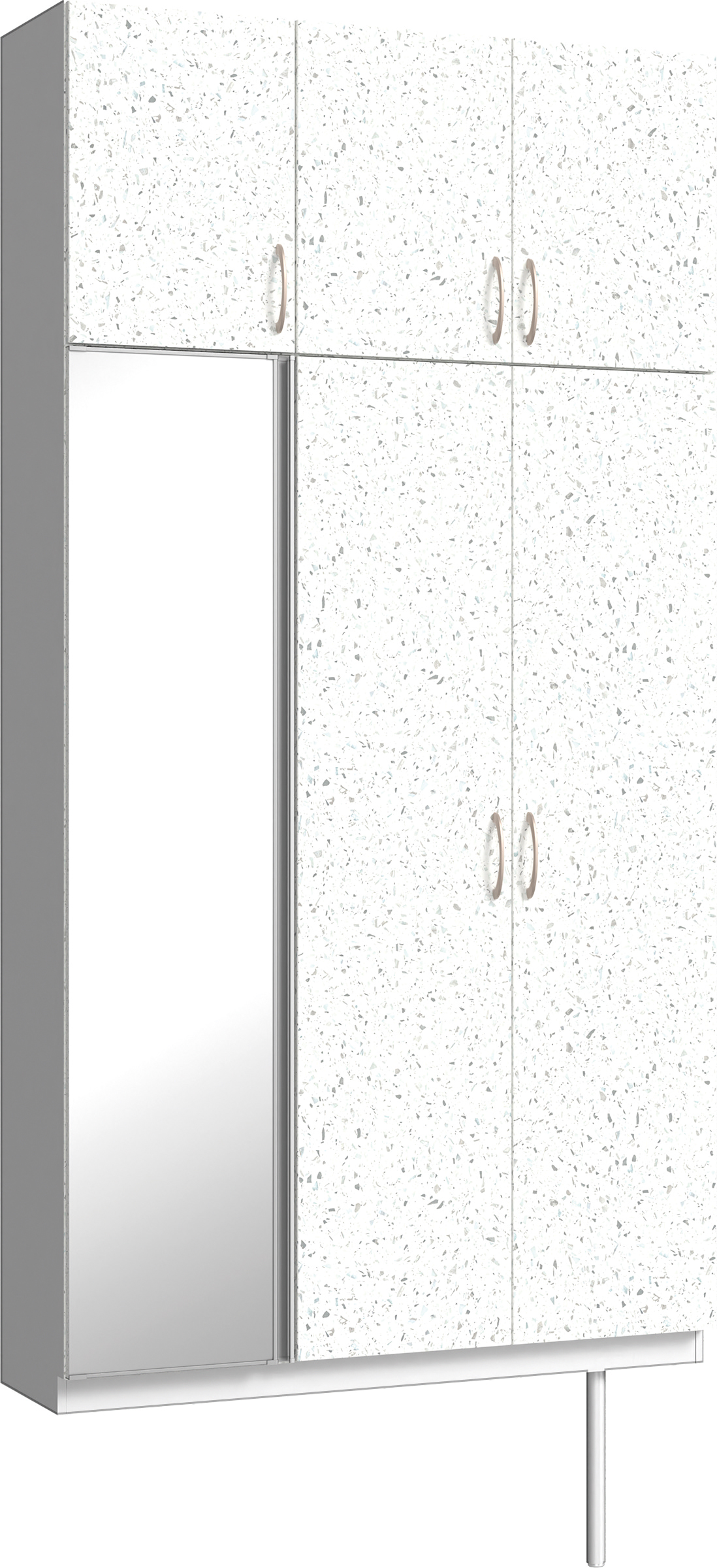 玄関収納　イエリア　開き戸ユニット　フラット　Ｓ３５　トールＰＬＡＮ　シューズ収納　ミラー扉　１２００幅　〈テラゾホワイト柄〉　ハンドルラウンド型〈Ｔシルバー色〉