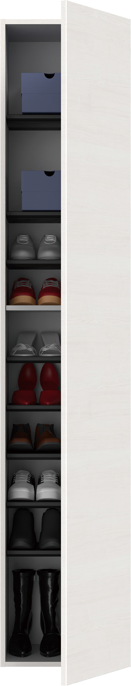 玄関収納　イエリア　開き戸ユニット　プラン用ユニットセット　トールユニット　フラット横木目　シューズ収納ウッド　４００幅　Ｈ７タイプ（２０００高組合せ用）　〈ネオホワイト柄〉　ハンドルレス用