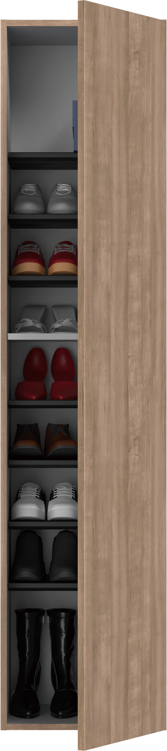 玄関収納　イエリア　開き戸ユニット　プラン用ユニットセット　トールユニット　フラット縦木目　シューズ収納ウッド　４００幅　Ｈ６タイプ（２３００高組合せ用）　〈トープグレー柄〉　ハンドルレス用