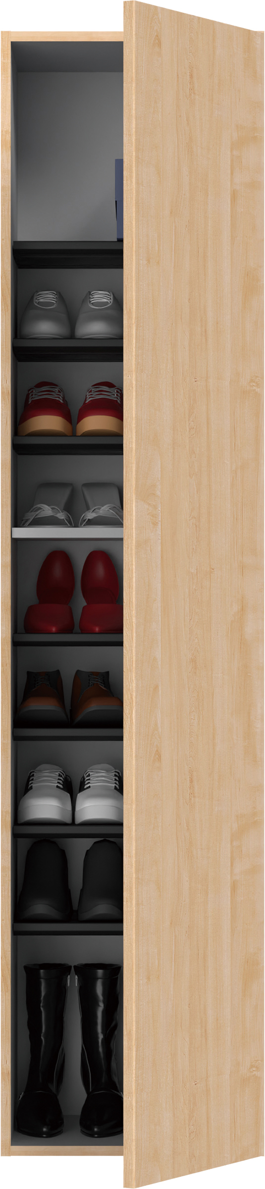 玄関収納　イエリア　開き戸ユニット　プラン用ユニットセット　トールユニット　フラット縦木目　シューズ収納ウッド　４００幅　Ｈ６タイプ（２３００高組合せ用）　〈ミルベージュ柄〉　ハンドルレス用