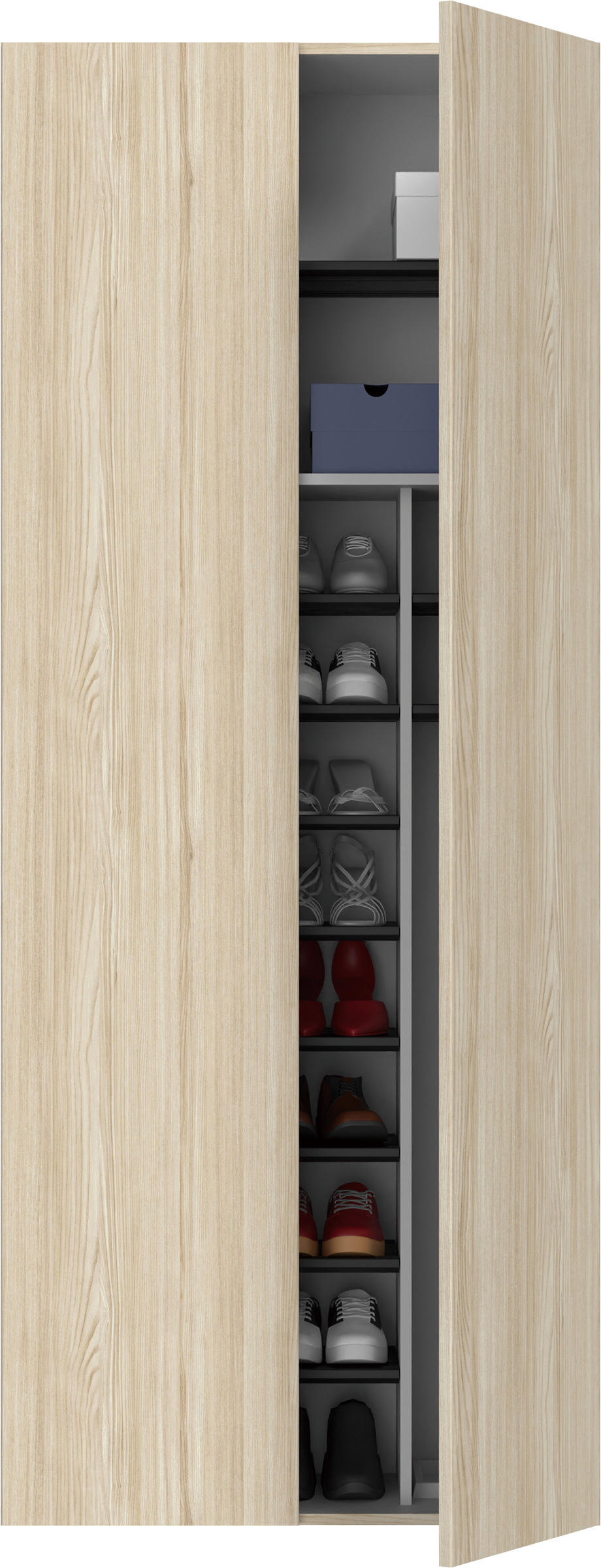 玄関収納　イエリア　開き戸ユニット　プラン用ユニットセット　トールユニット　フラット縦木目　ロング収納Ａウッド　８００幅　Ｈ７タイプ（２０００高組合せ用）　〈ソフトグレージュ柄〉　ハンドルレス用