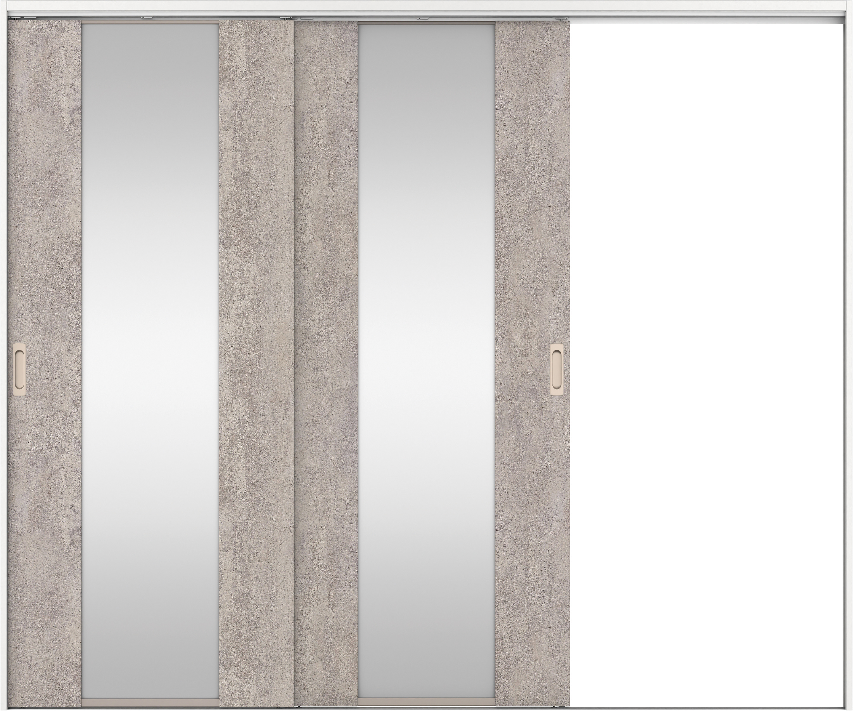 リビングドア　イエリア　吊戸・２枚片引　扉セット　４Ｐデザイン　２４３７幅用　２０００高　〈コンクリートグレー柄〉　右引用　錠なし　ラクラクローズ付用