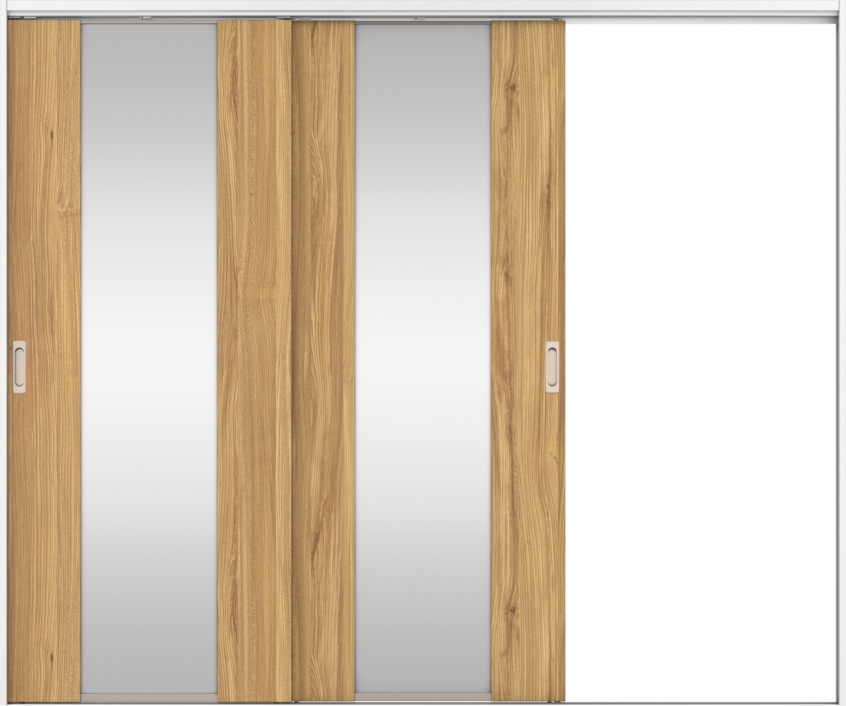 リビングドア　イエリア　吊戸・２枚片引　扉セット　４Ｐデザイン　２４３７幅用　２０００高　〈シナモンブラウン柄〉　右引用　錠なし　ラクラクローズ付用