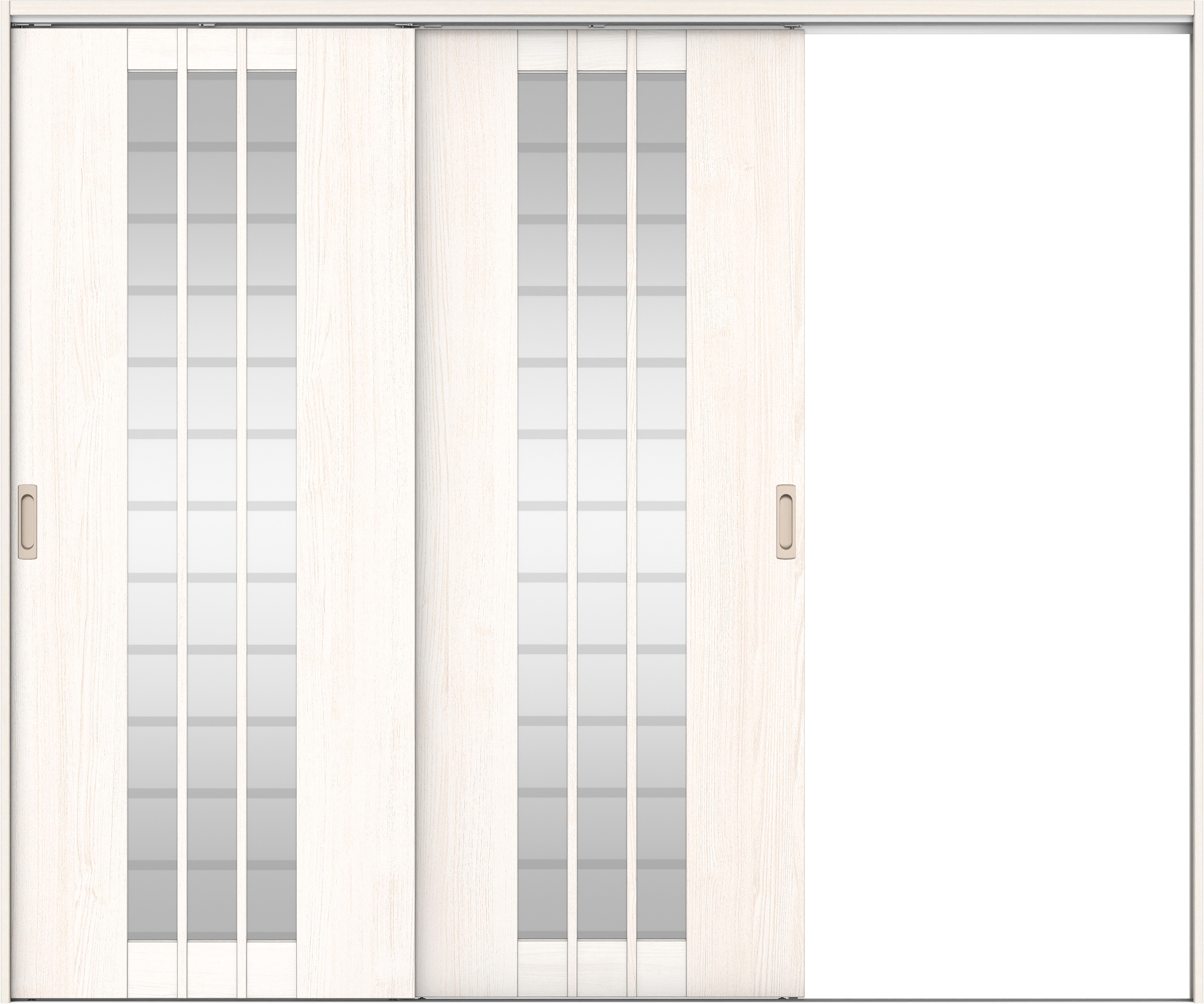 リビングドア　イエリア　吊戸・２枚片引　扉セット　４Ｓデザイン　２４３７幅用　２０００高　〈ネオホワイト柄〉　右引用　錠なし　ラクラクローズ付用